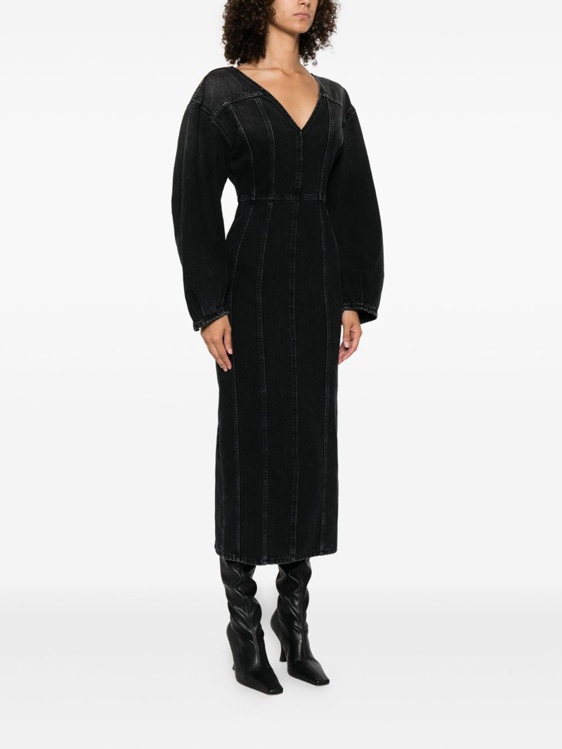 V-neck puff-sleeve midi dress 3