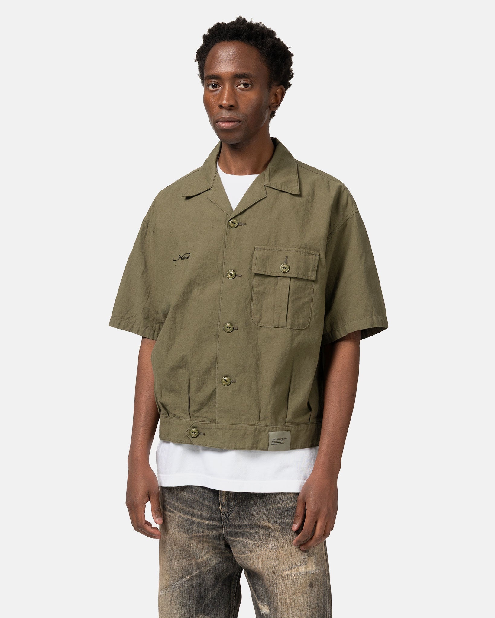Belted Officer Shirt SS Olive Drab - 4