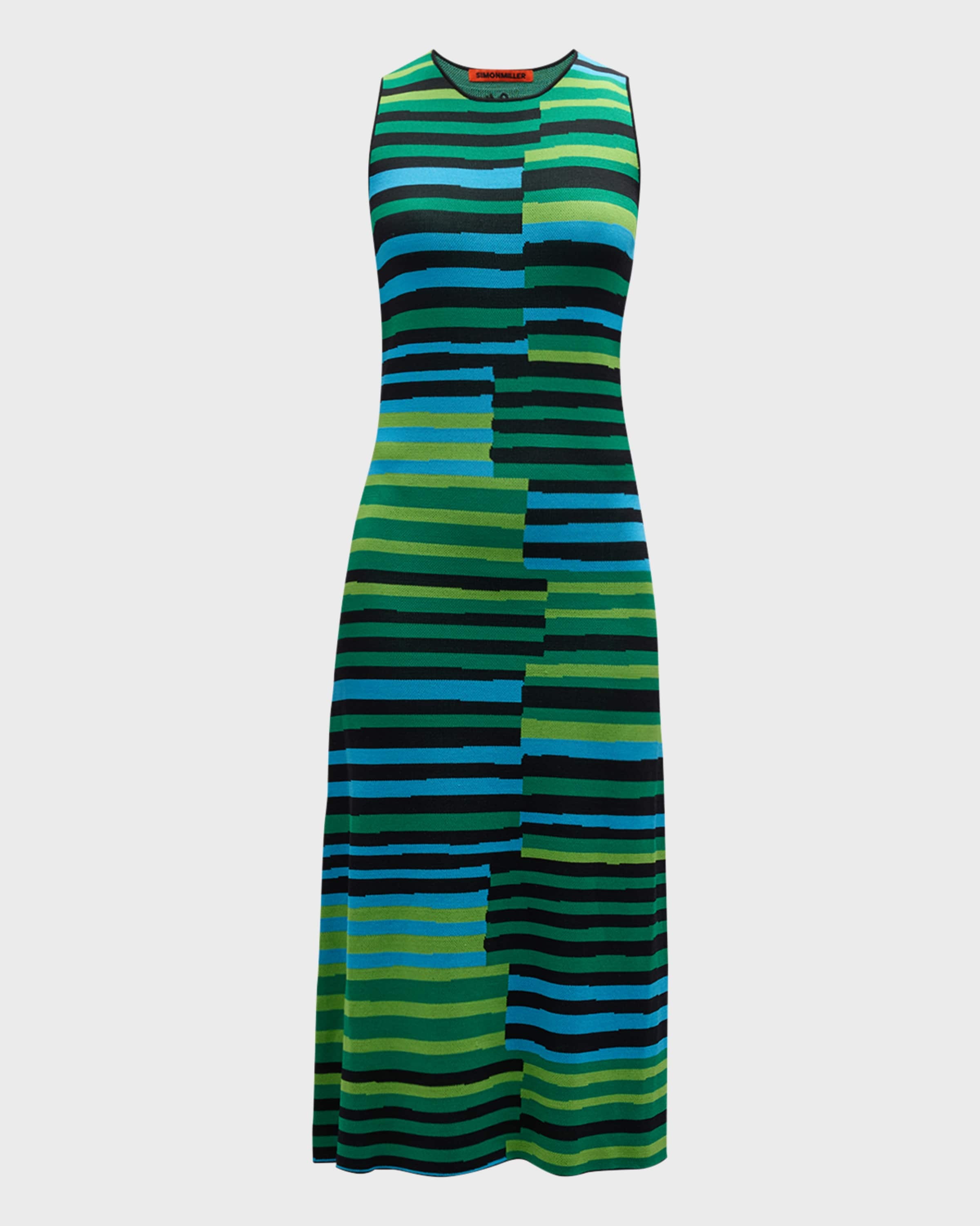 Axon Sleeveless Striped Midi Dress - 1