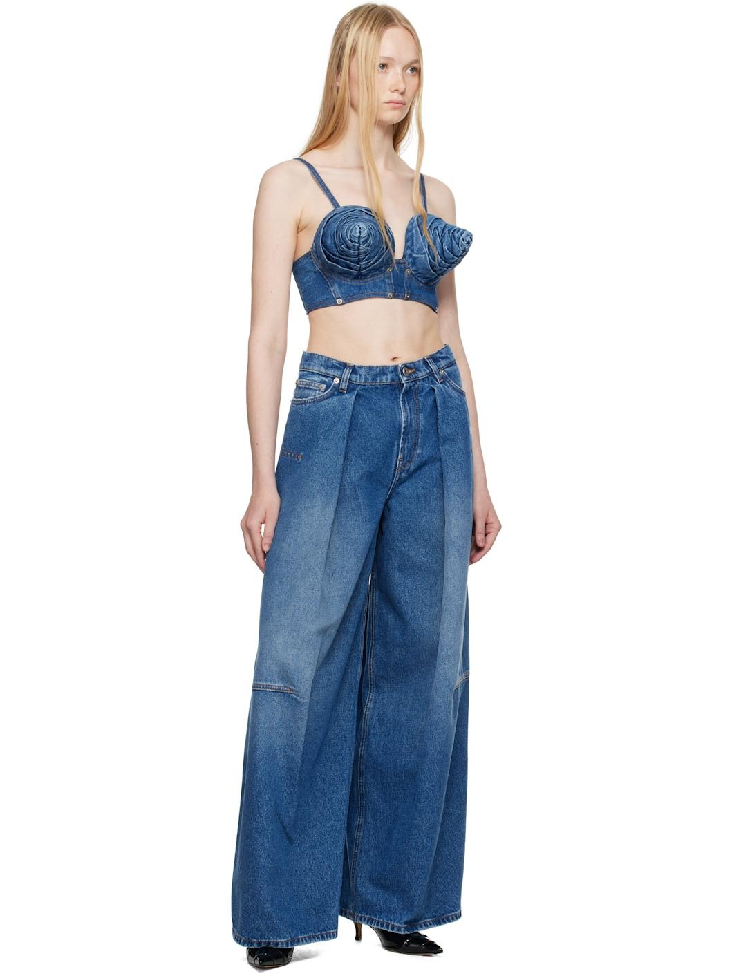 Blue 'The Denim Conical Cup Bra' Top - 4