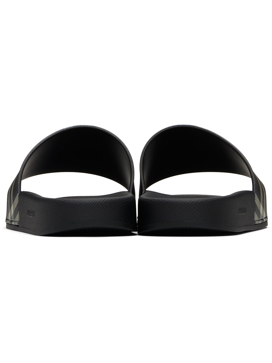Brown & Black Check Pool Slides - 2