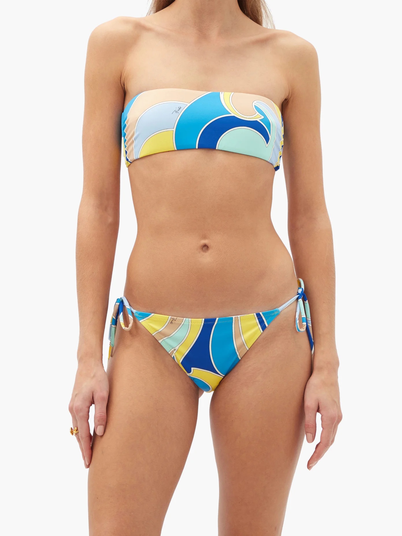 Quirimbas-print bandeau bikini top - 6