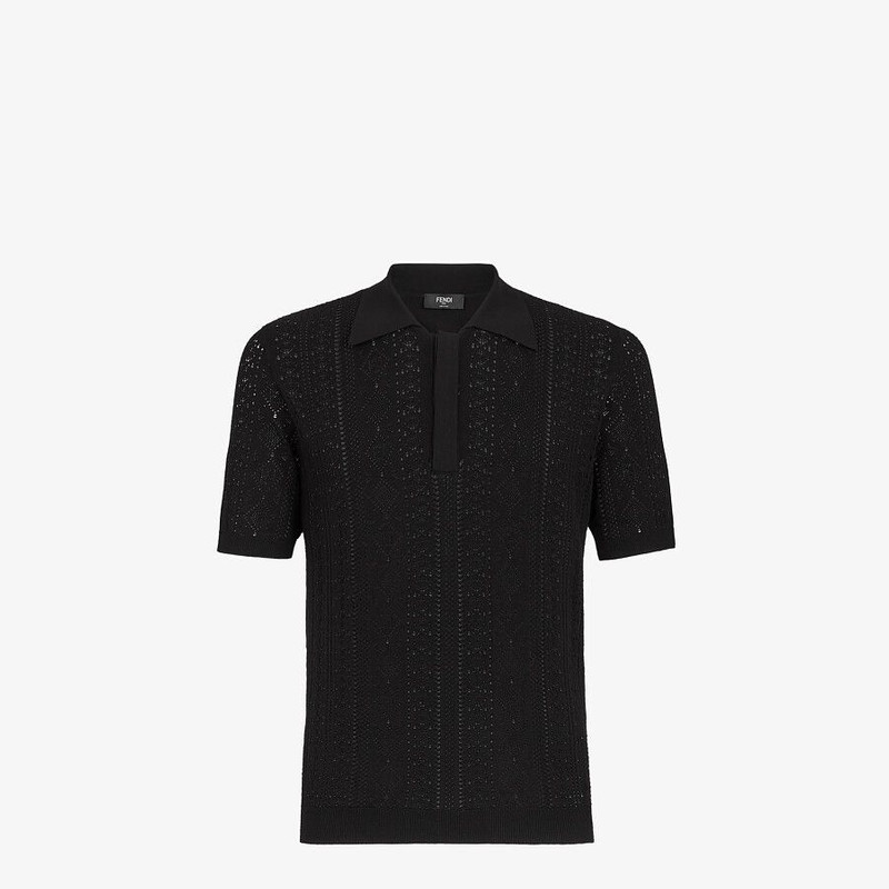 Black viscose polo shirt 1
