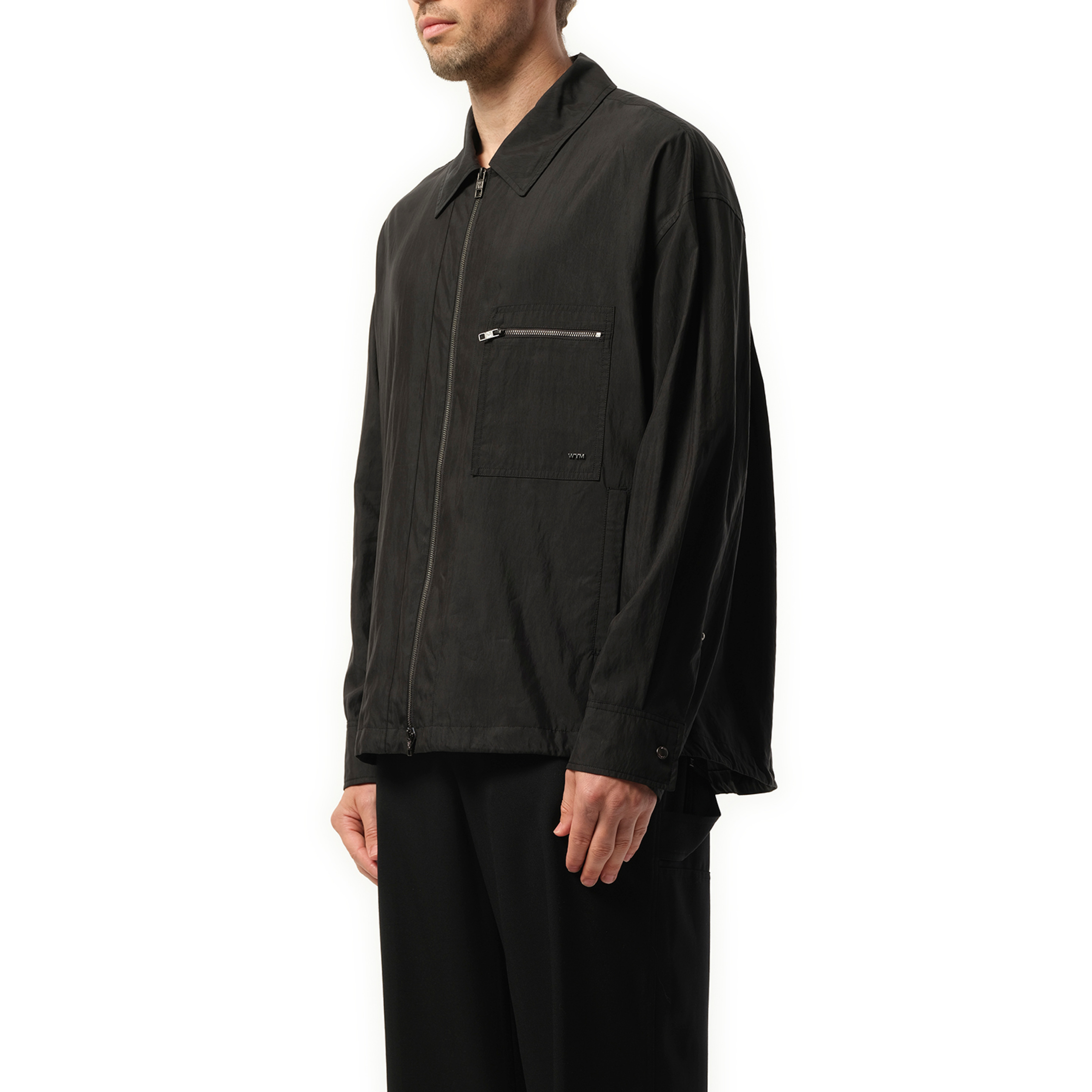 Nylon Zip Shirt in Black - 5