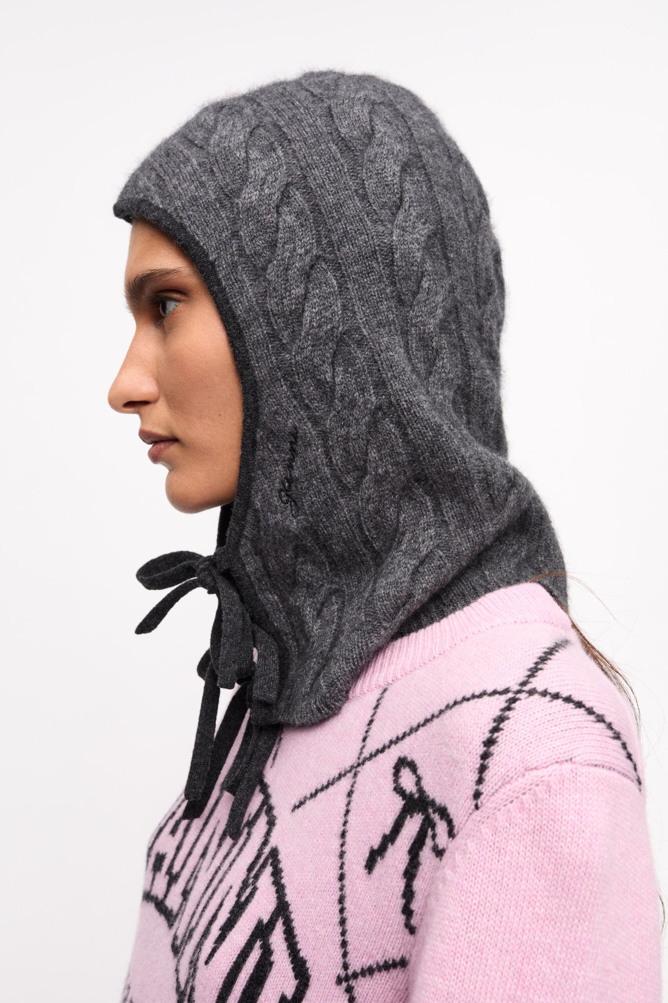 GREY AND BLACK CASHMERE MIX BALACLAVA - 5