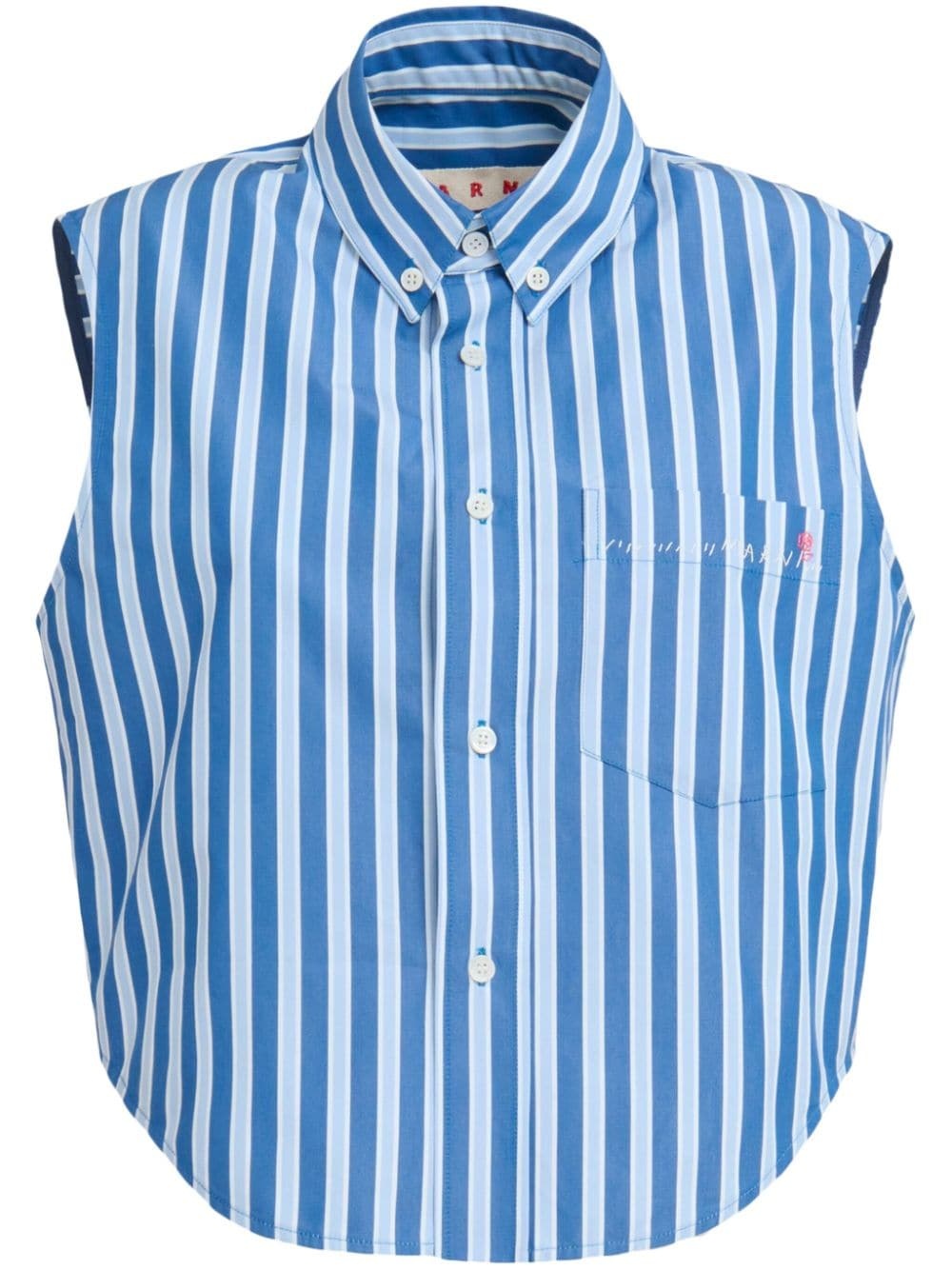 striped sleeveless cotton shirt - 1