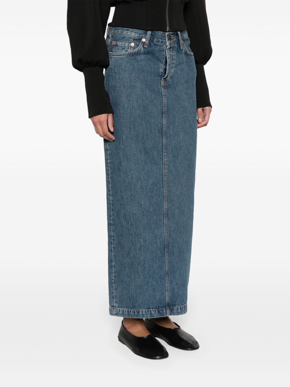 rear-slit denim maxi skirt - 3
