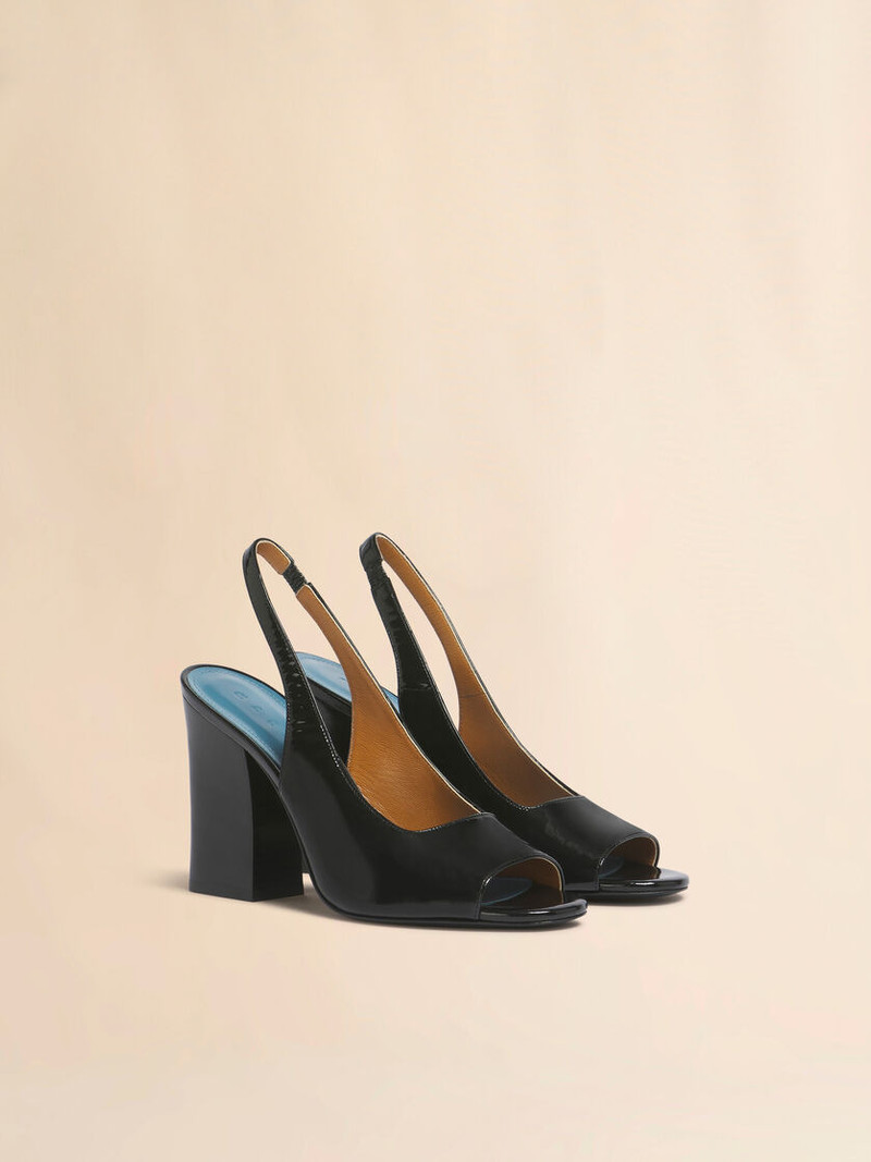 BLACK LEATHER HEELED SLINGBACK 2