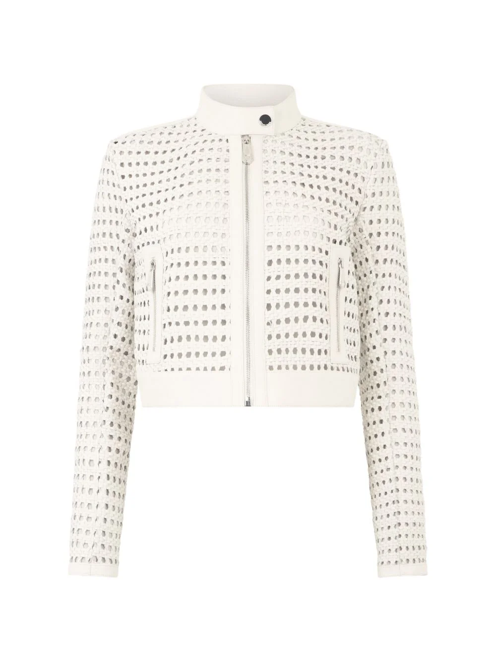 weaved leather jacket - 1