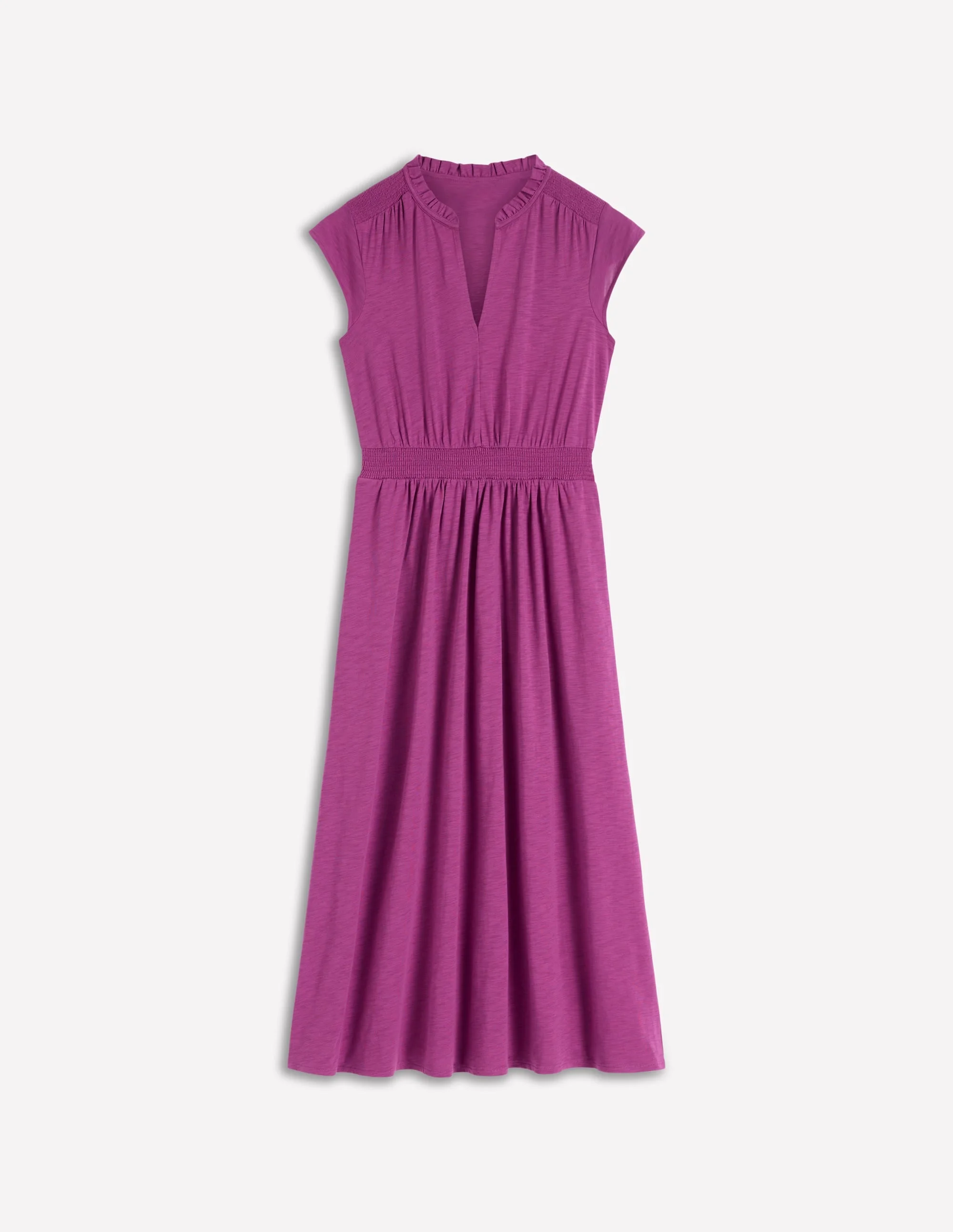 Alba Smocked Jersey Midi Dress-Damson - 1