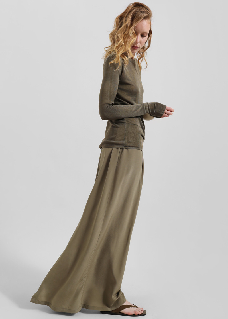Sibena Silk Maxi Skirt - Khaki 3