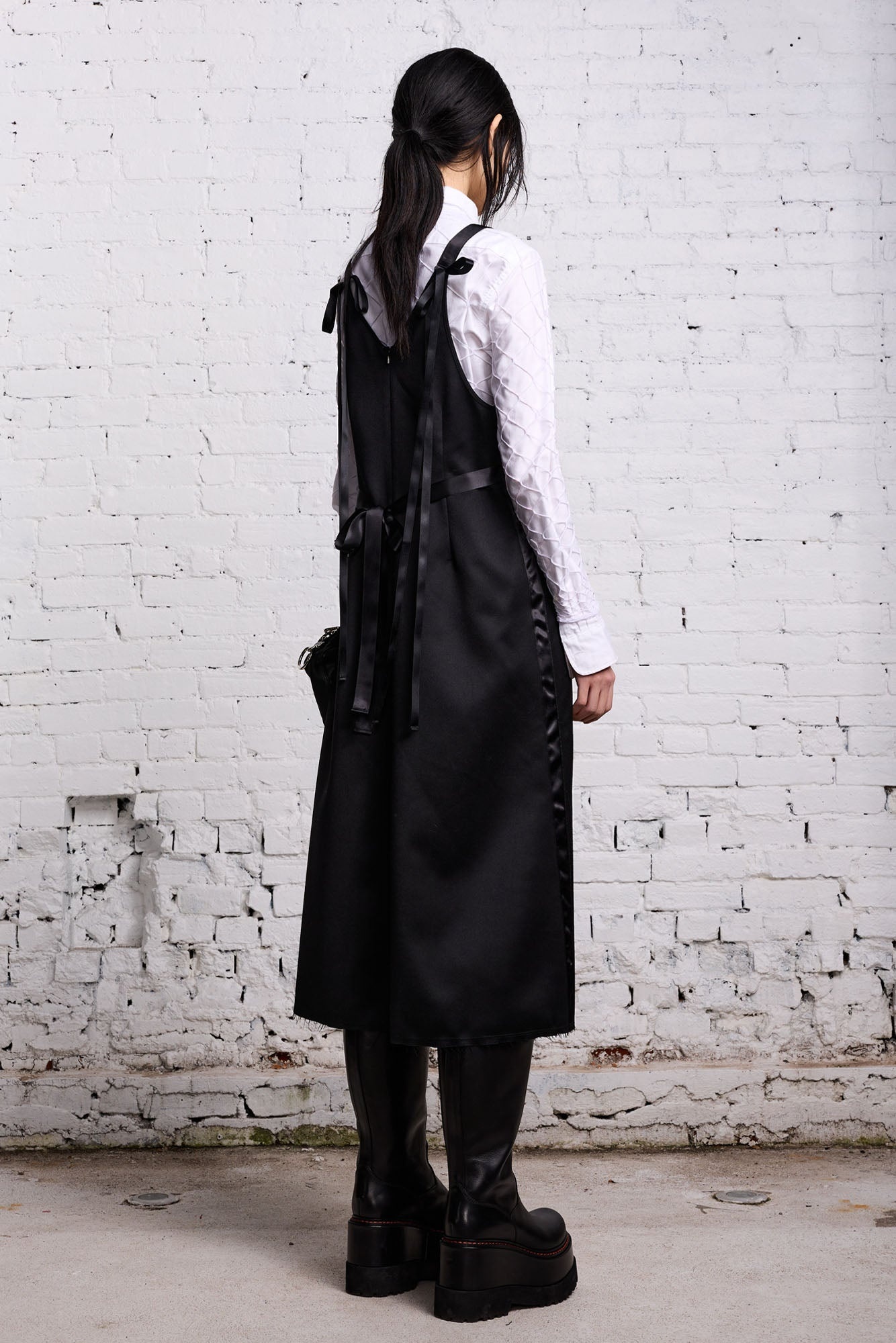 TAPE TIE GRUNGE SLIP - BLACK AND SATIN - 5