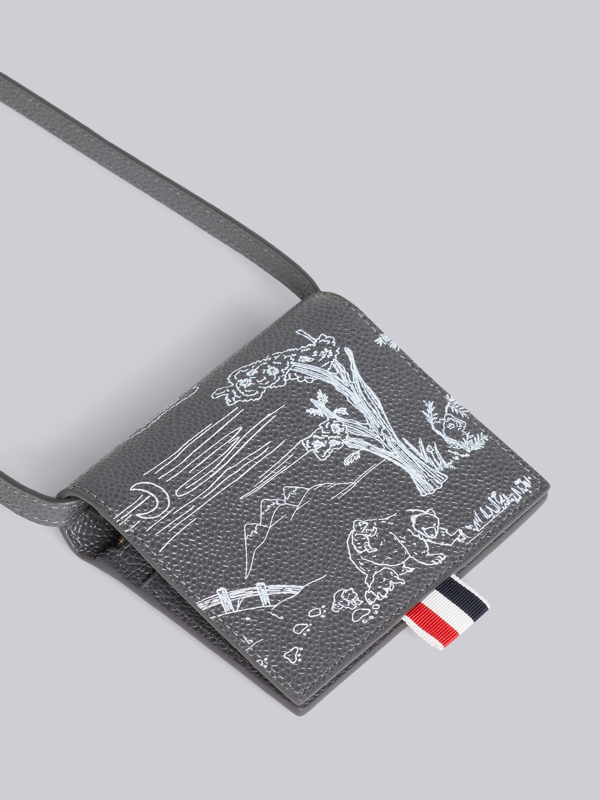 Dark Grey 3D Toile Print Caviar Shoulder Strap Card Holder - 2