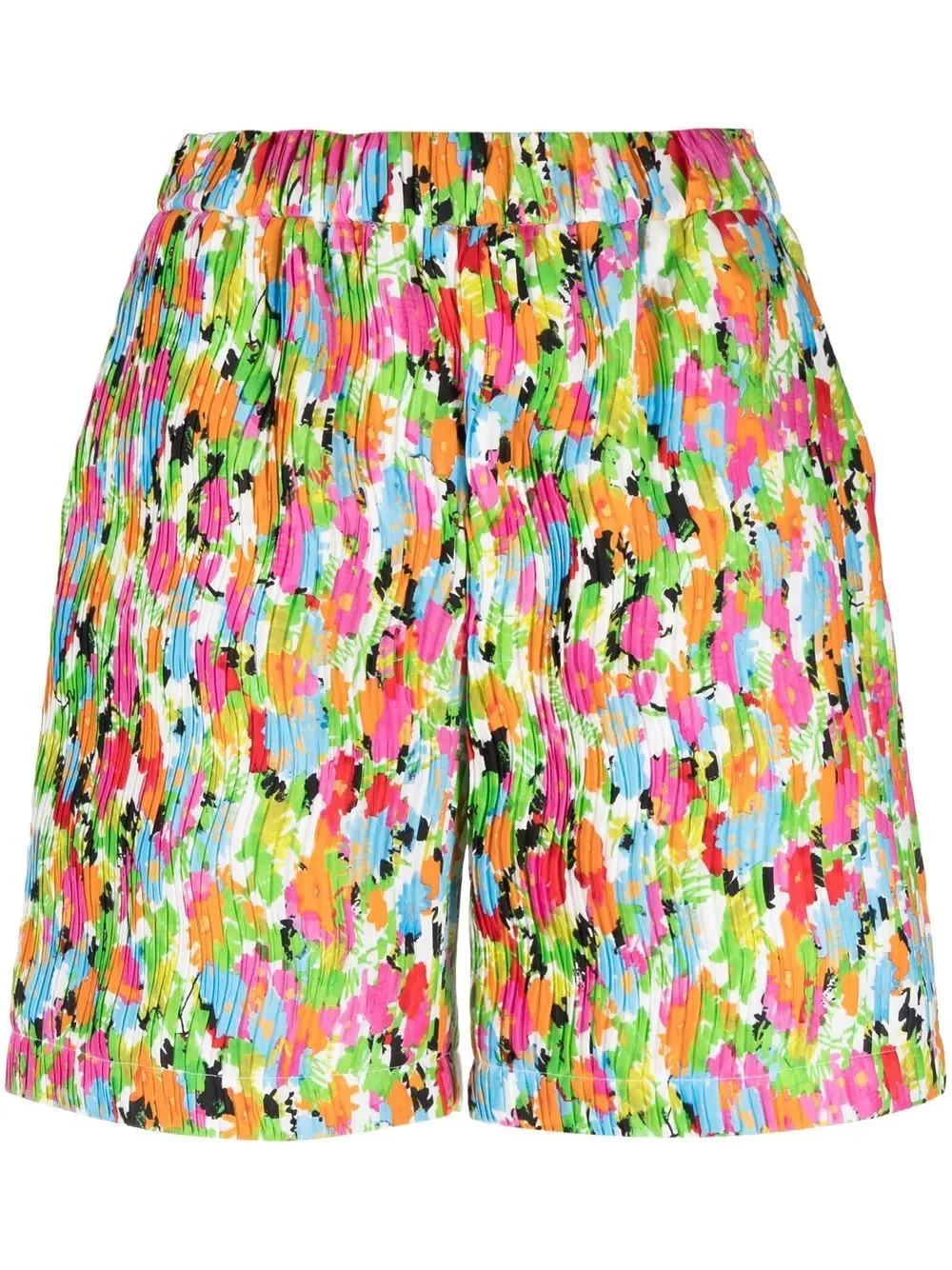 abstract-print pleated shorts - 1