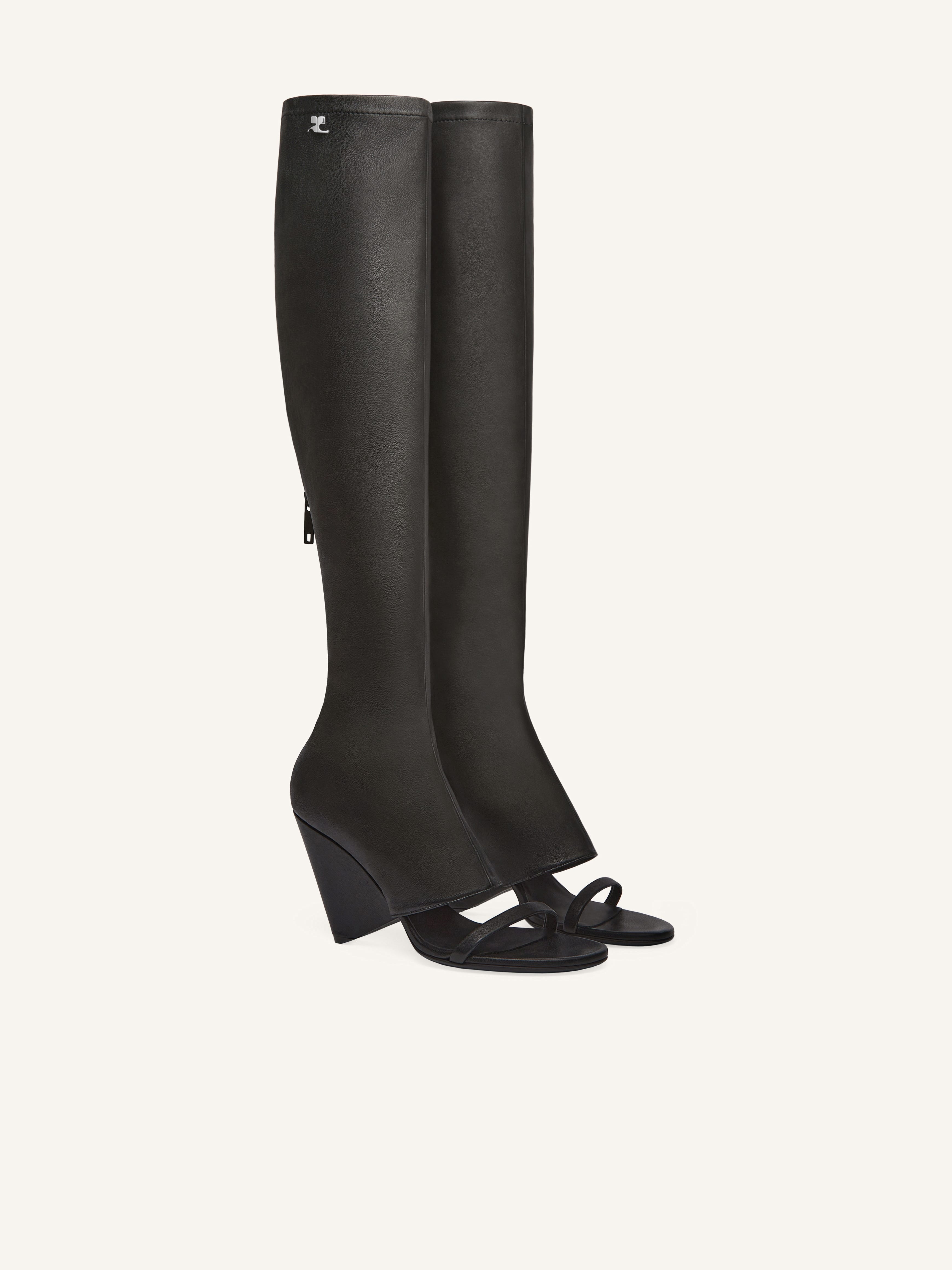 OBLIQUE WEDGED LEATHER BOOTS - 2