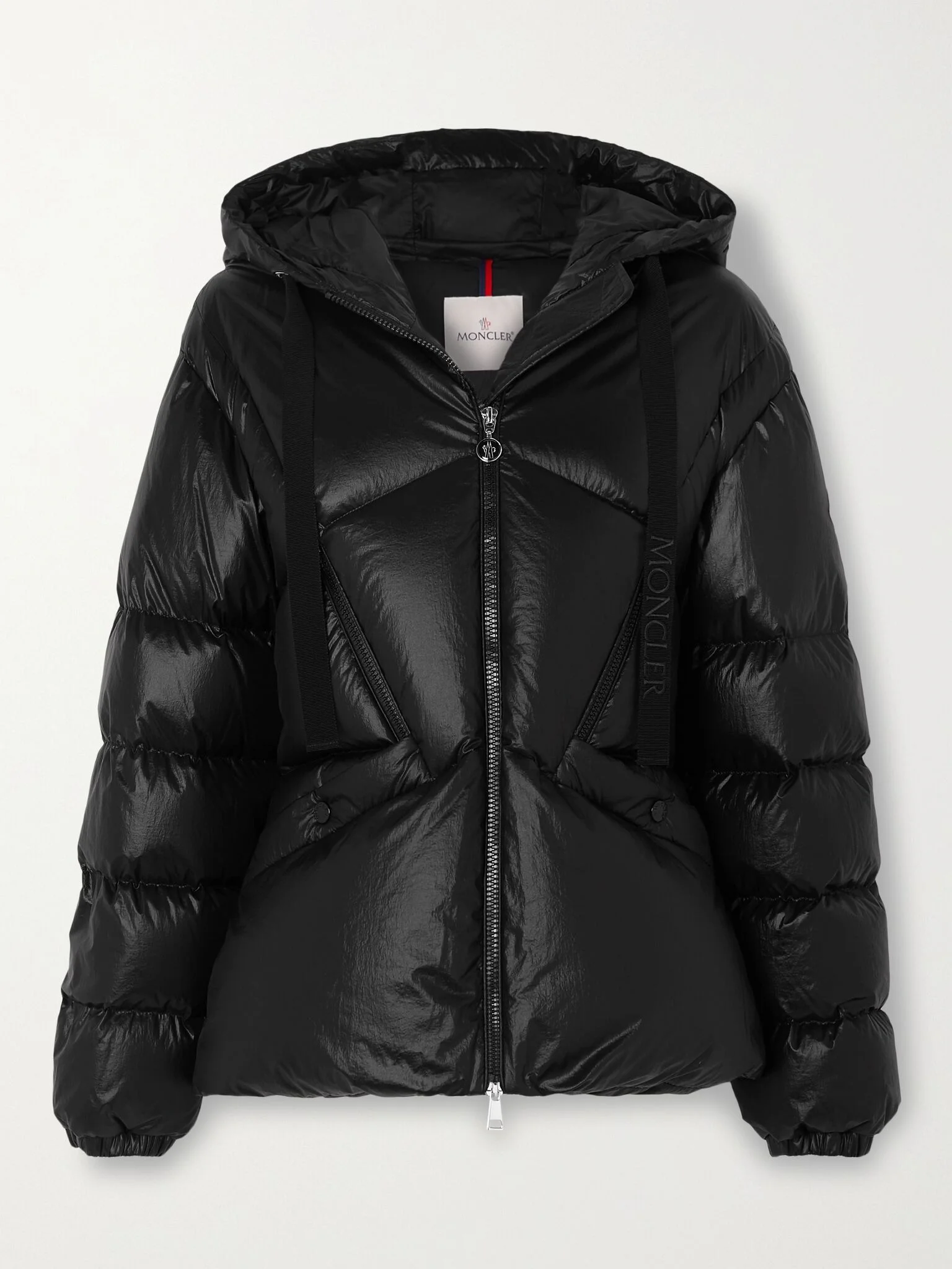 Seine hooded quilted padded glossed-shell down jacket Black - 1