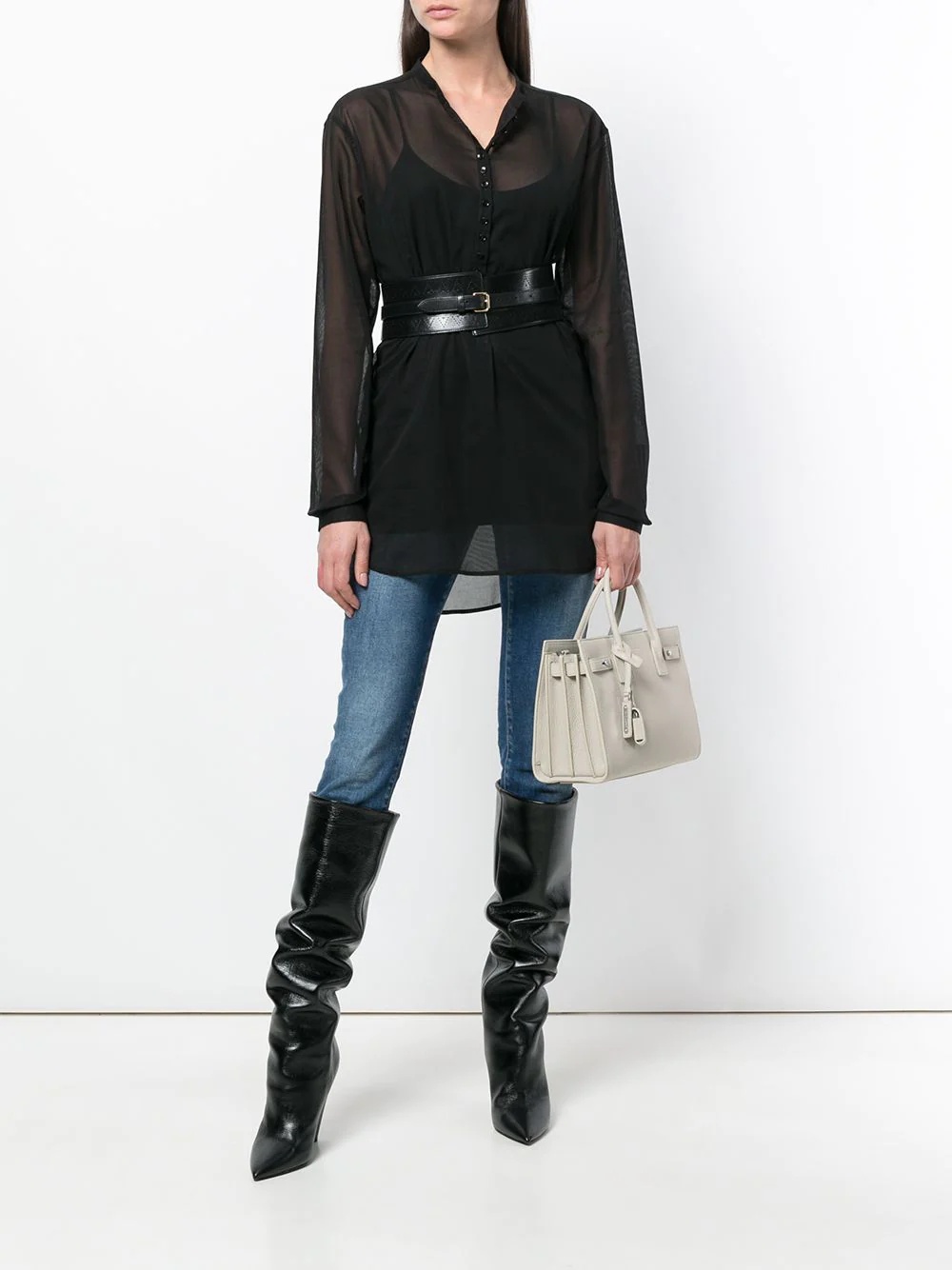 sheer long-sleeve shirt - 2