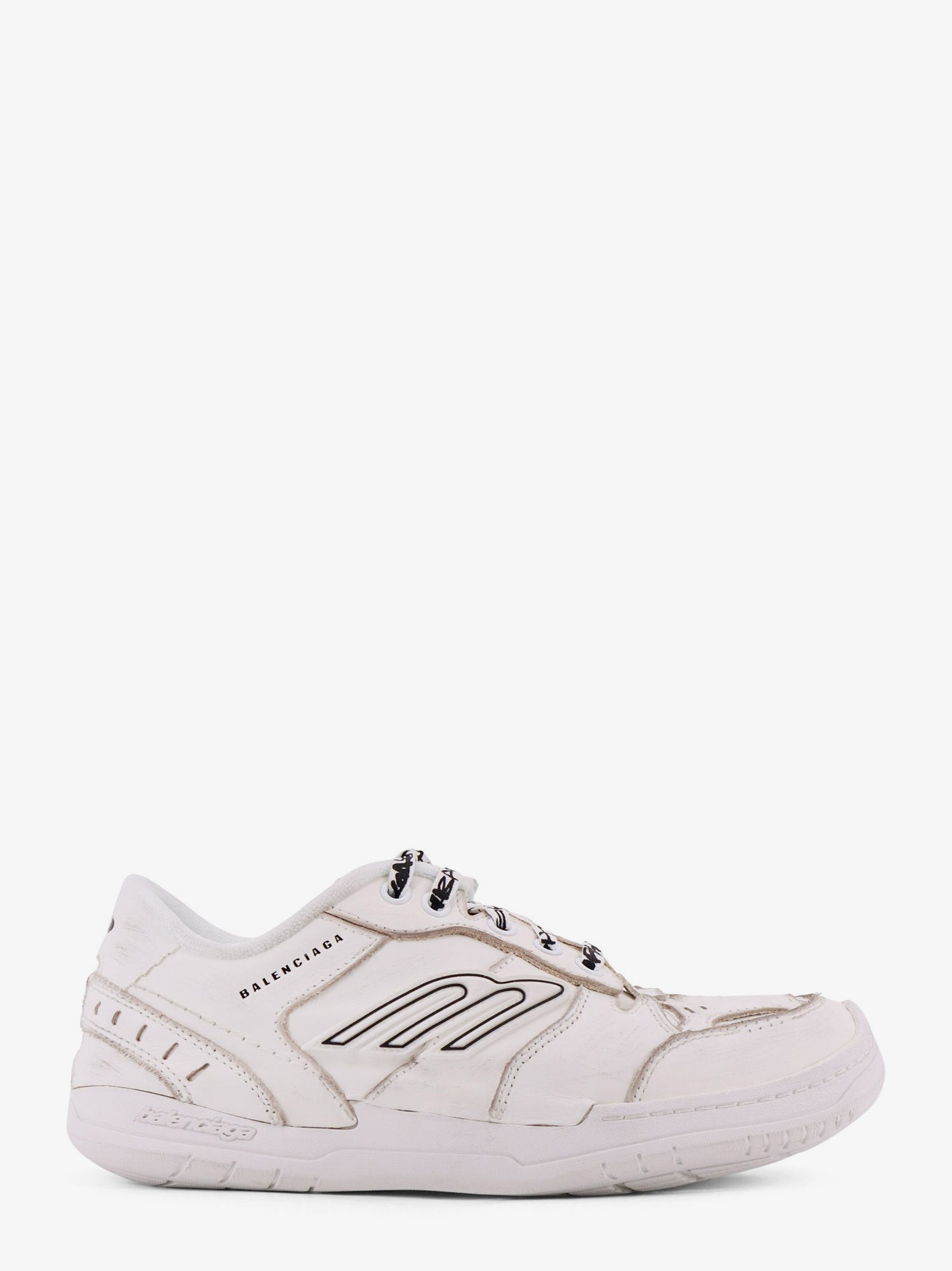 Balenciaga Hamptons Worn-Out Leather Low-Top Sneakers - 1