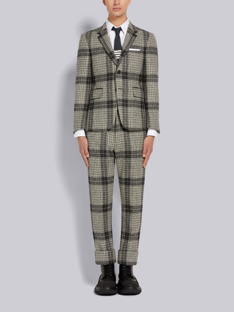 Medium Grey Grid Windowpane Check British Wool Classic Backstrap Trouser 4