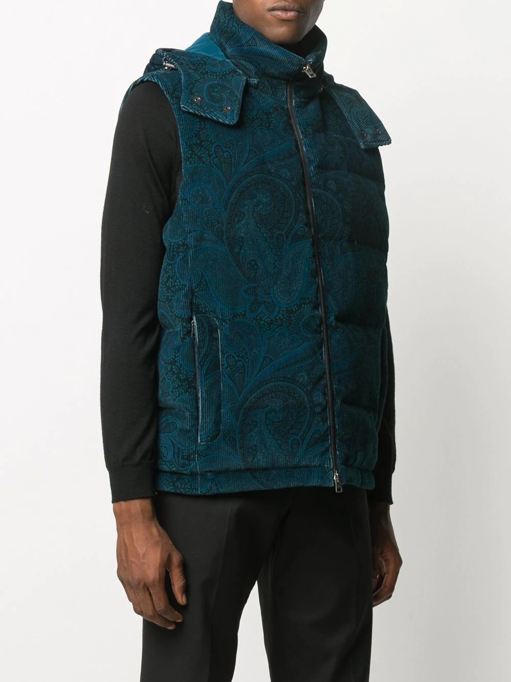 paisley print hooded gilet - 3