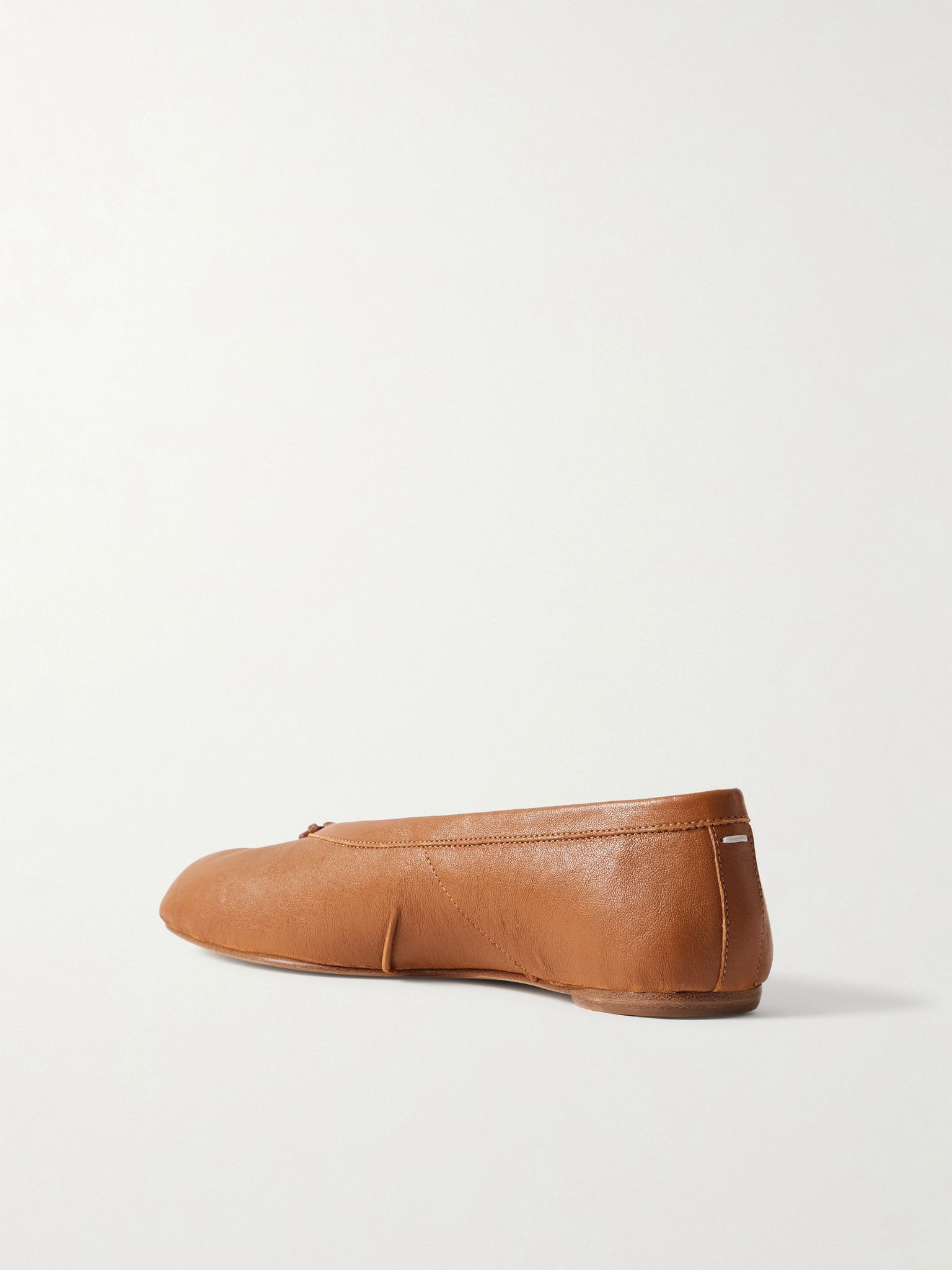 Tabi split-toe leather ballet flats Tan - 3