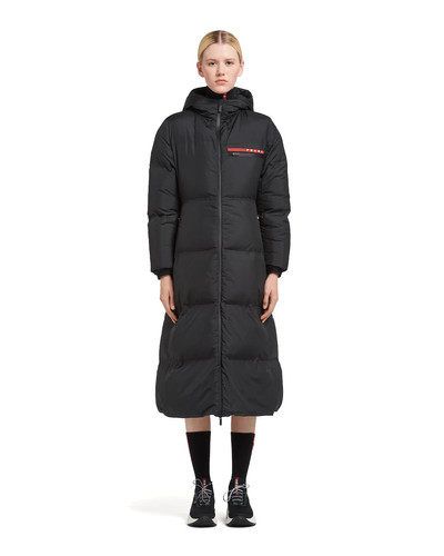 Prada Technical Nylon hooded puffer coat outlook