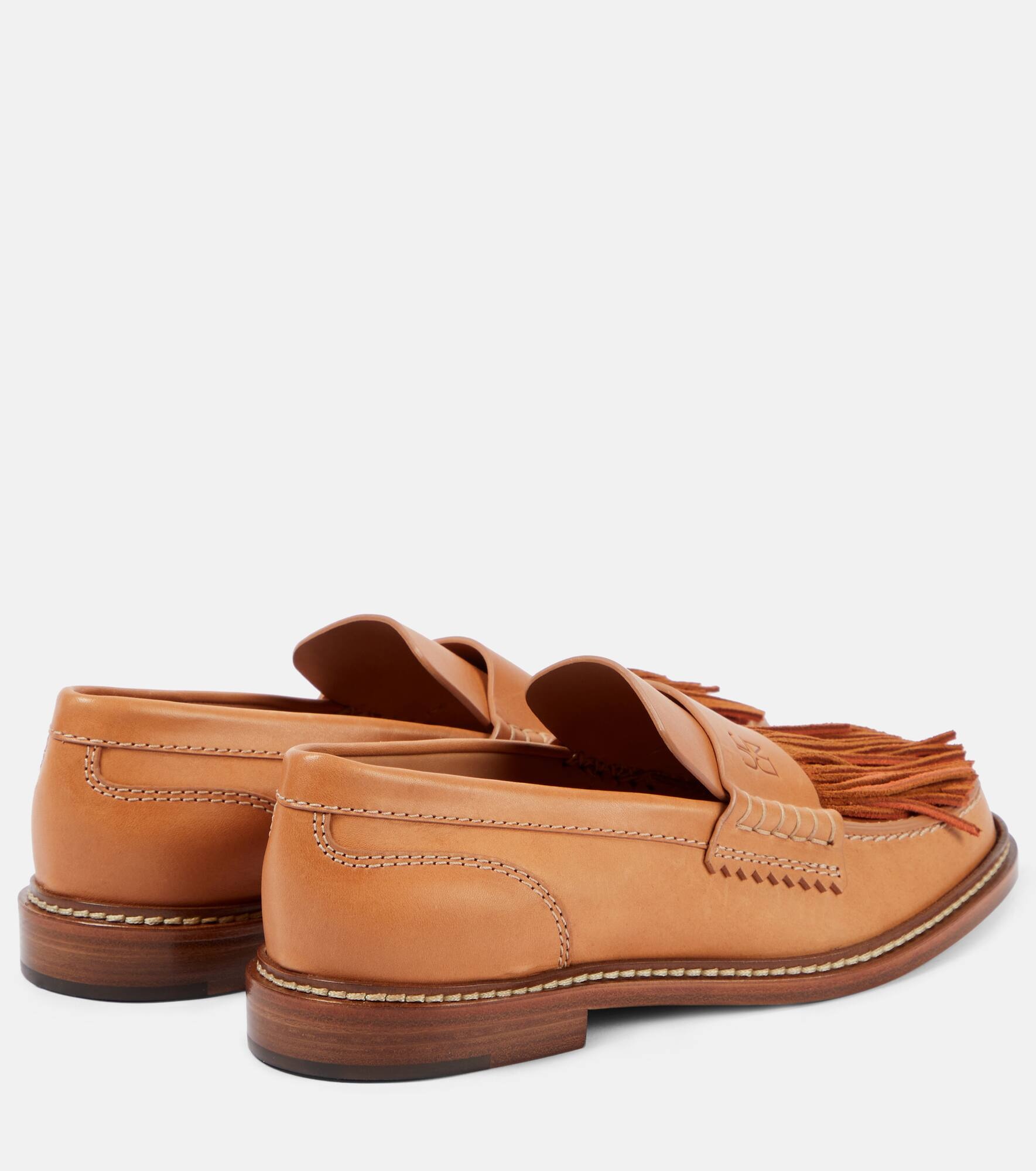 Fringed leather loafers - 3