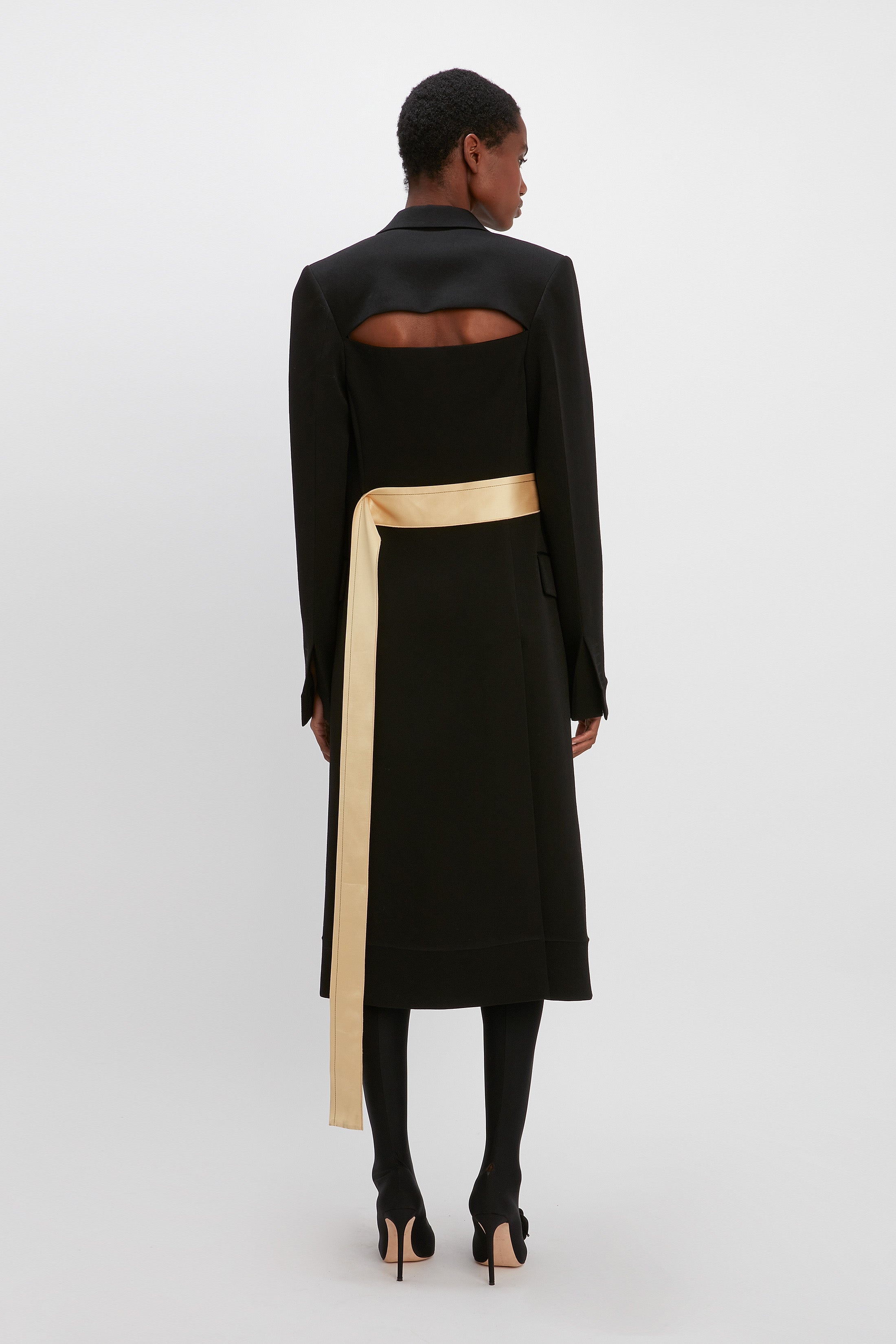 Cut Out Crombie Coat in Black - 4