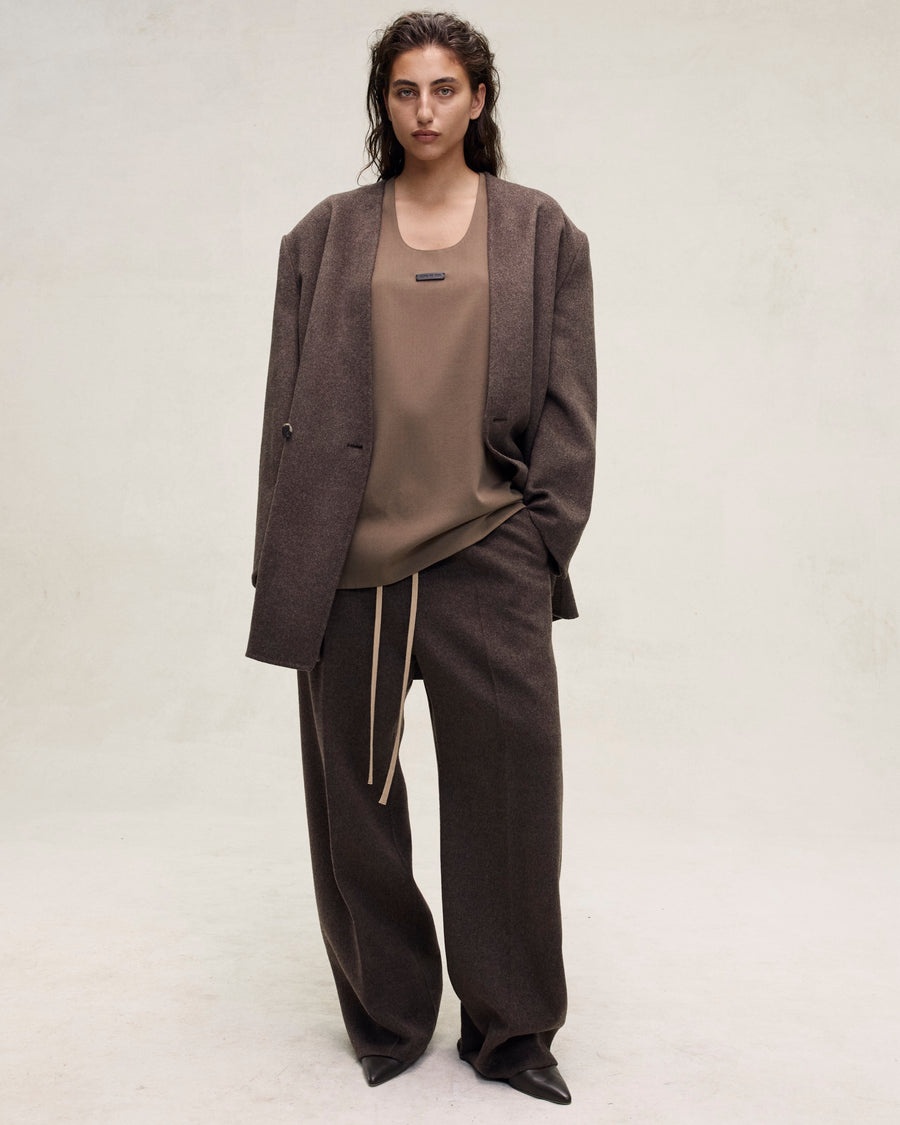 Brushed Wool Cashmere Wide Leg Pants - 4