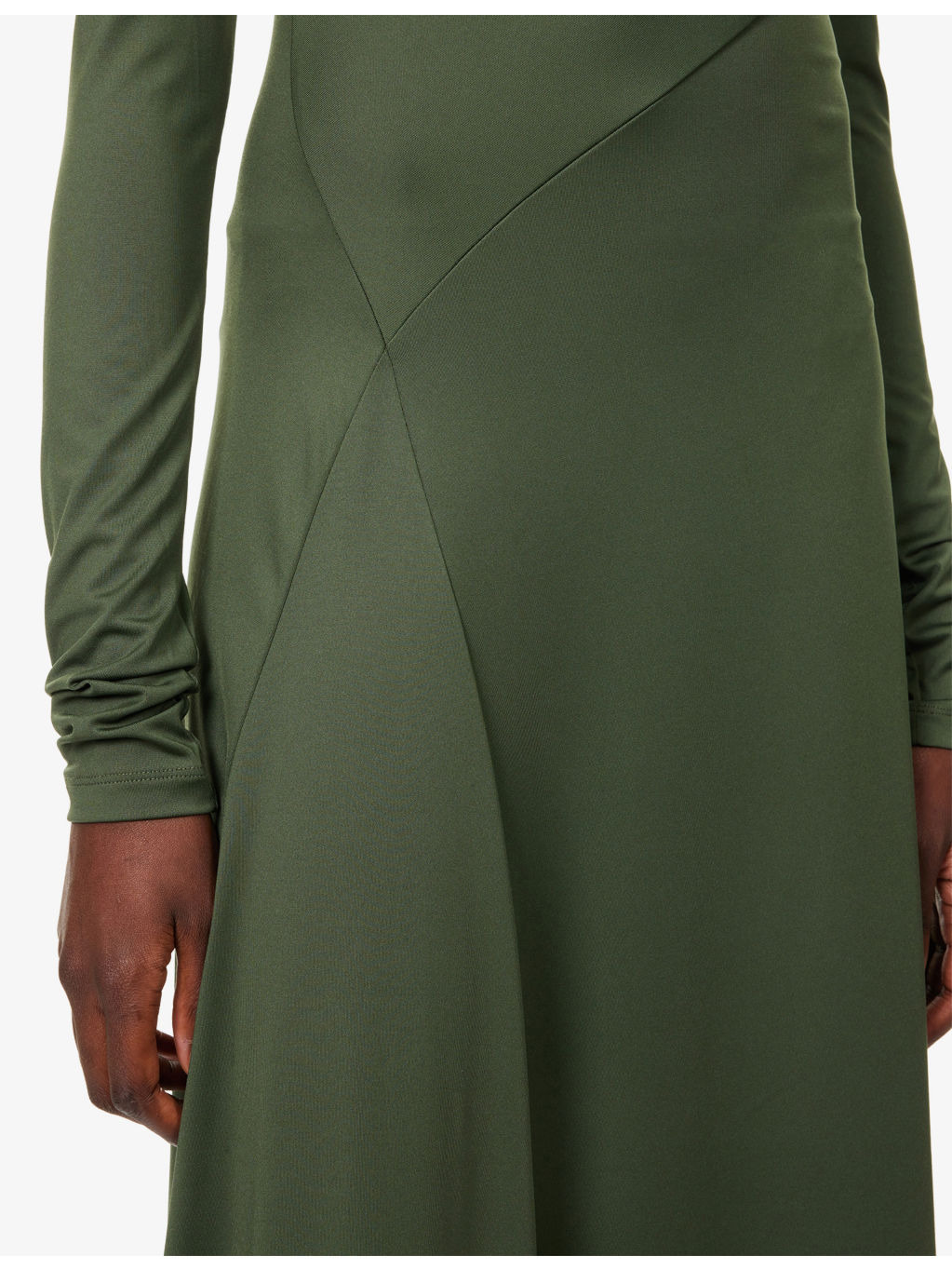 Asymmetric Twist Stretch-Woven Midi Dress - 6