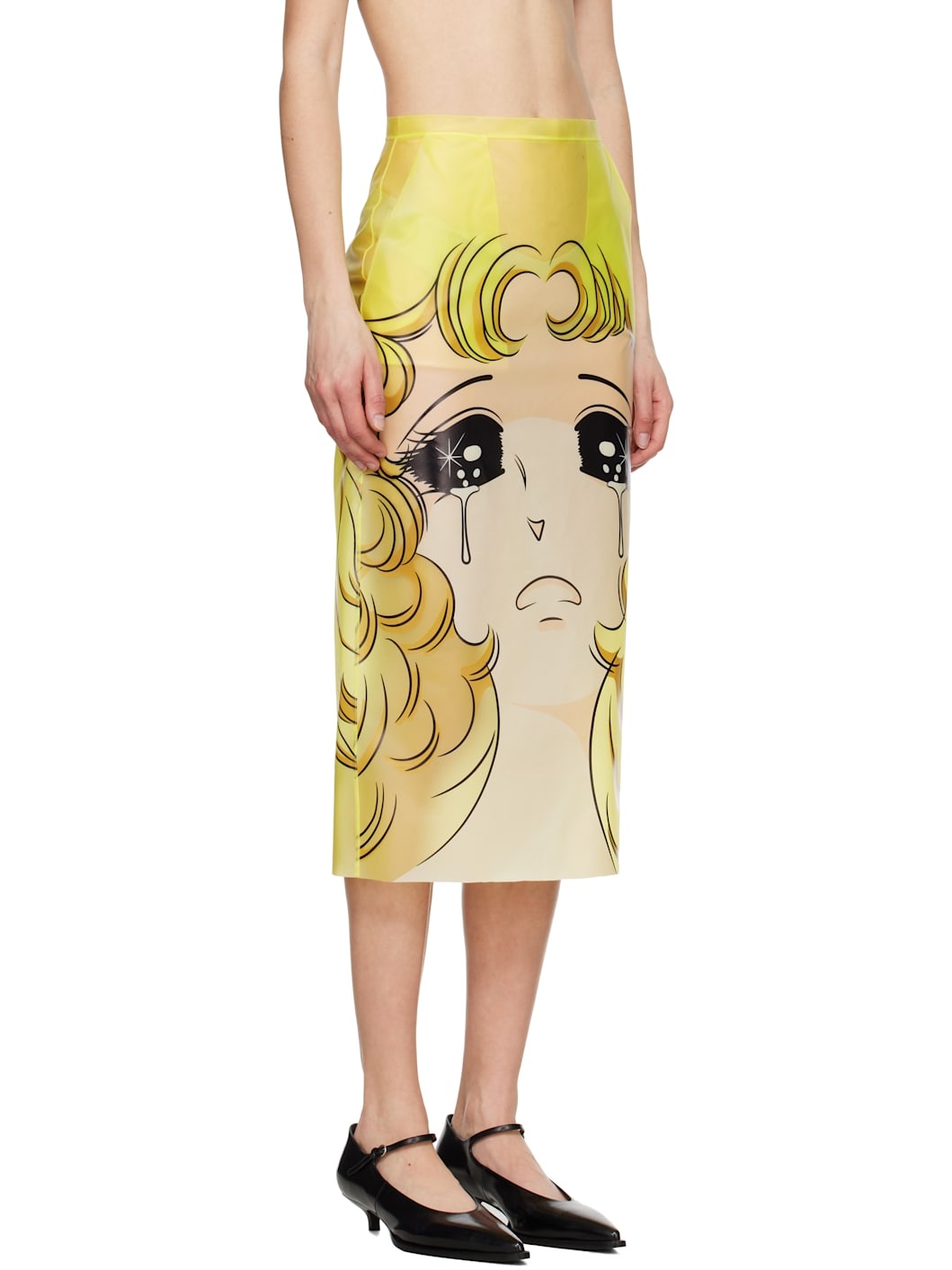 Yellow Crying Girl H-Line Midi Skirt - 2
