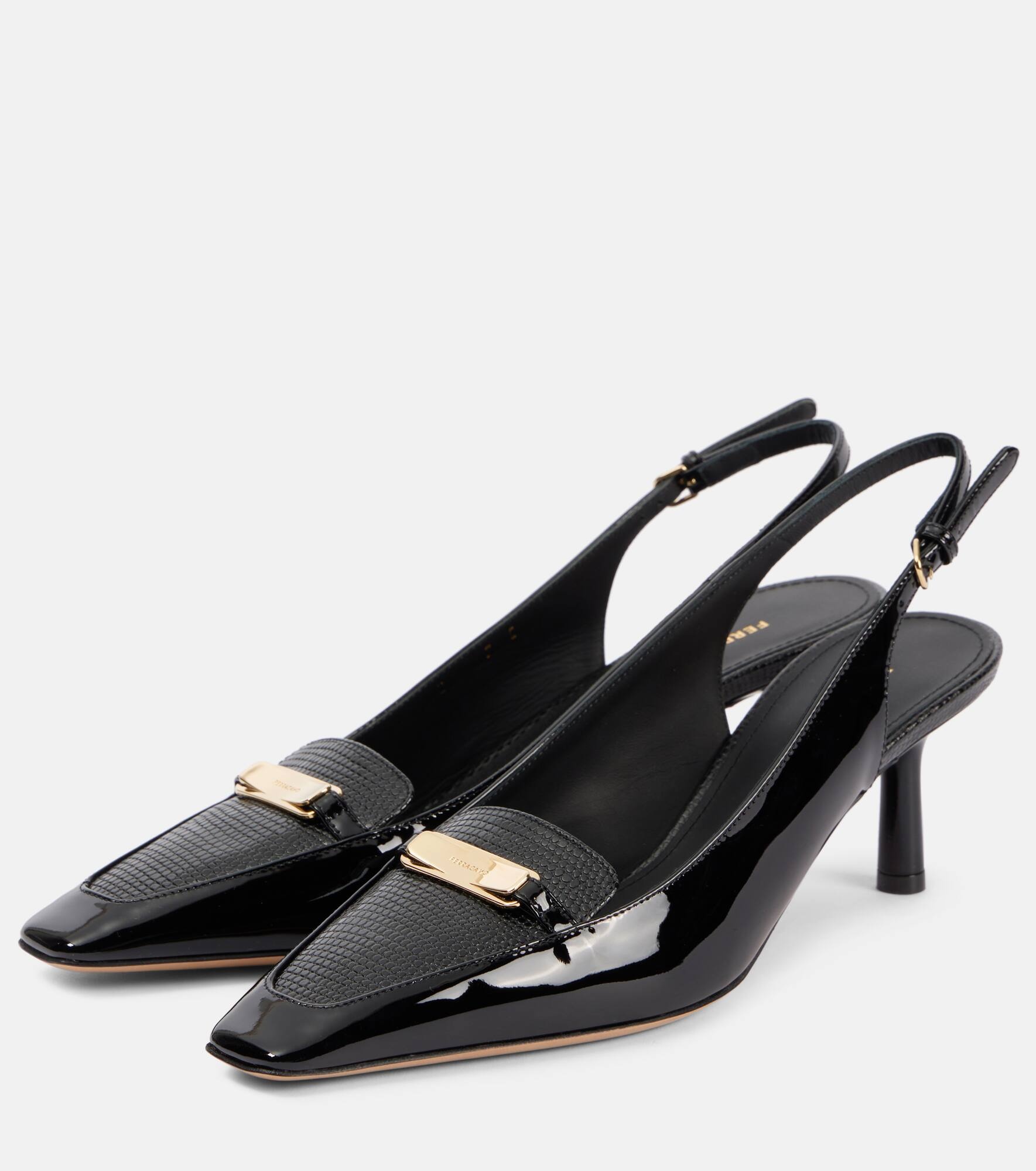 Patent leather slingback pumps - 4