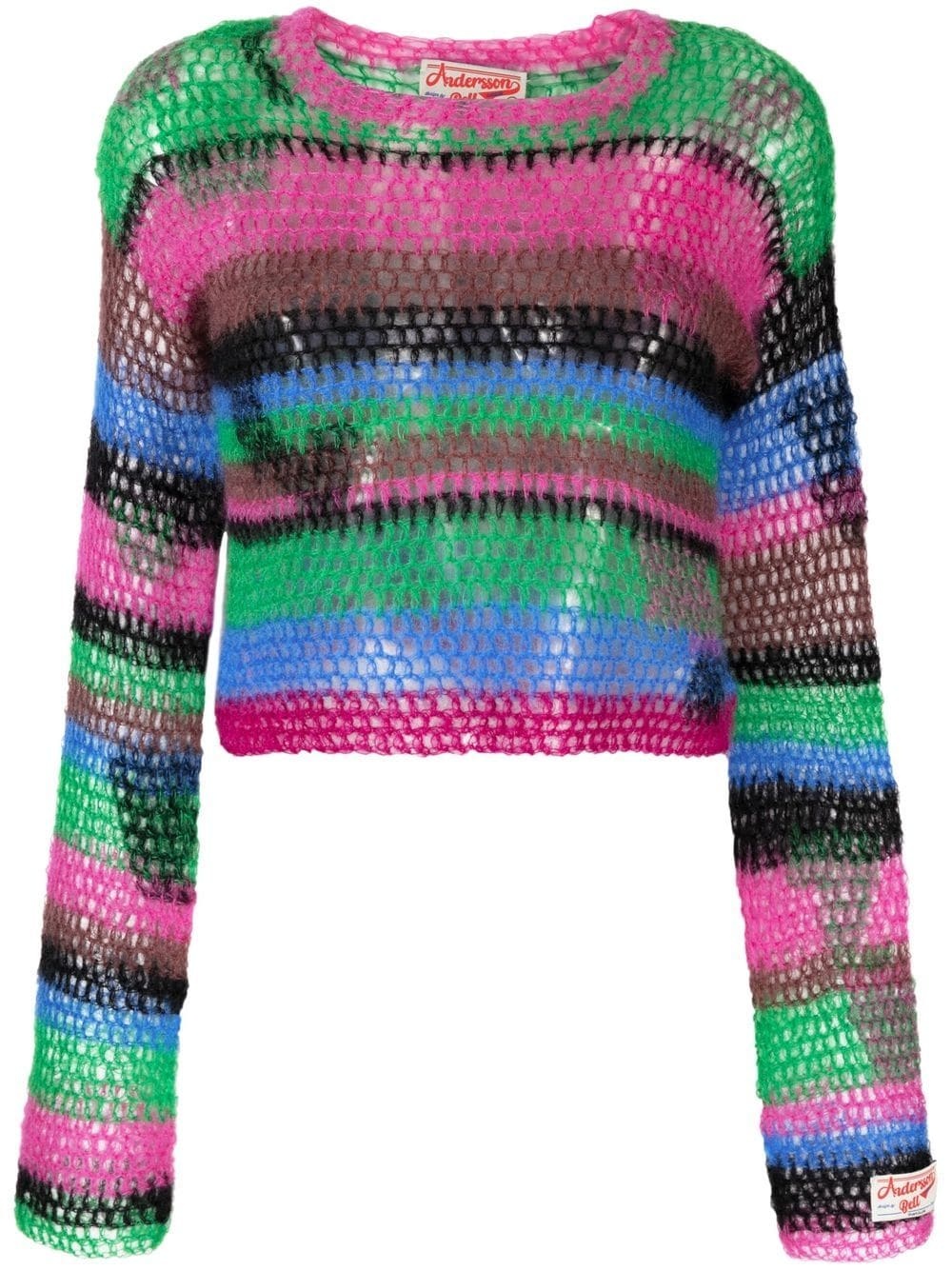 horizontal-stripe open-knit jumper - 1