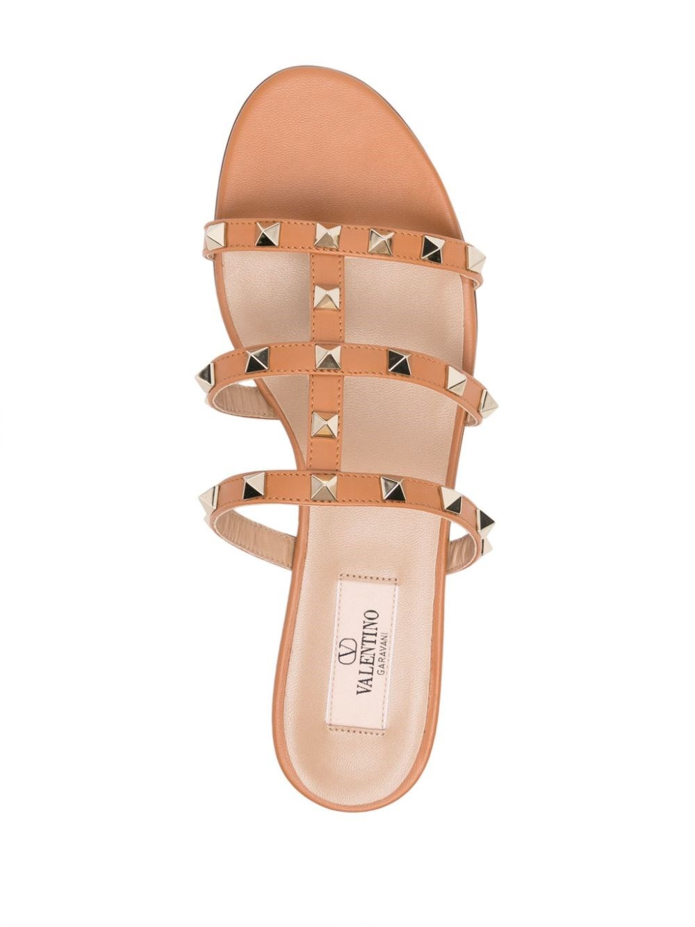 Rockstud leather flat sandals - 4