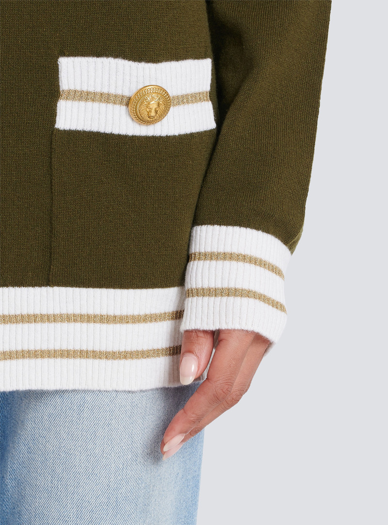 Cashmere cardigan with Balmain logo 6