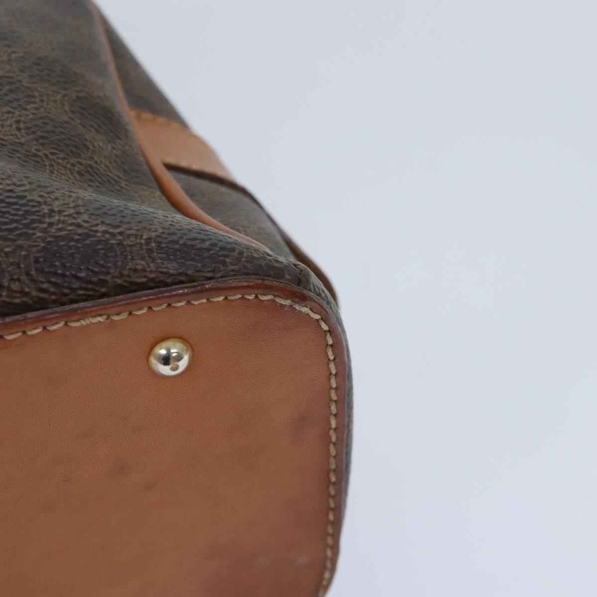 CELINE Macadam Canvas Hand Bag Pvc Leather Brown Gold - 14