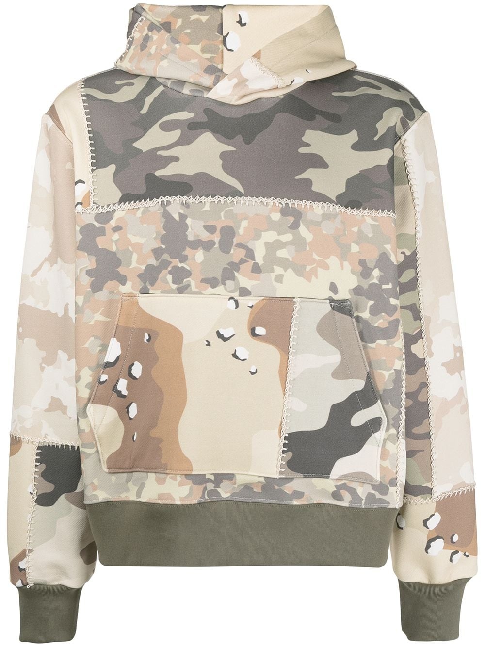 patchwork-design camouflage hoodie - 1