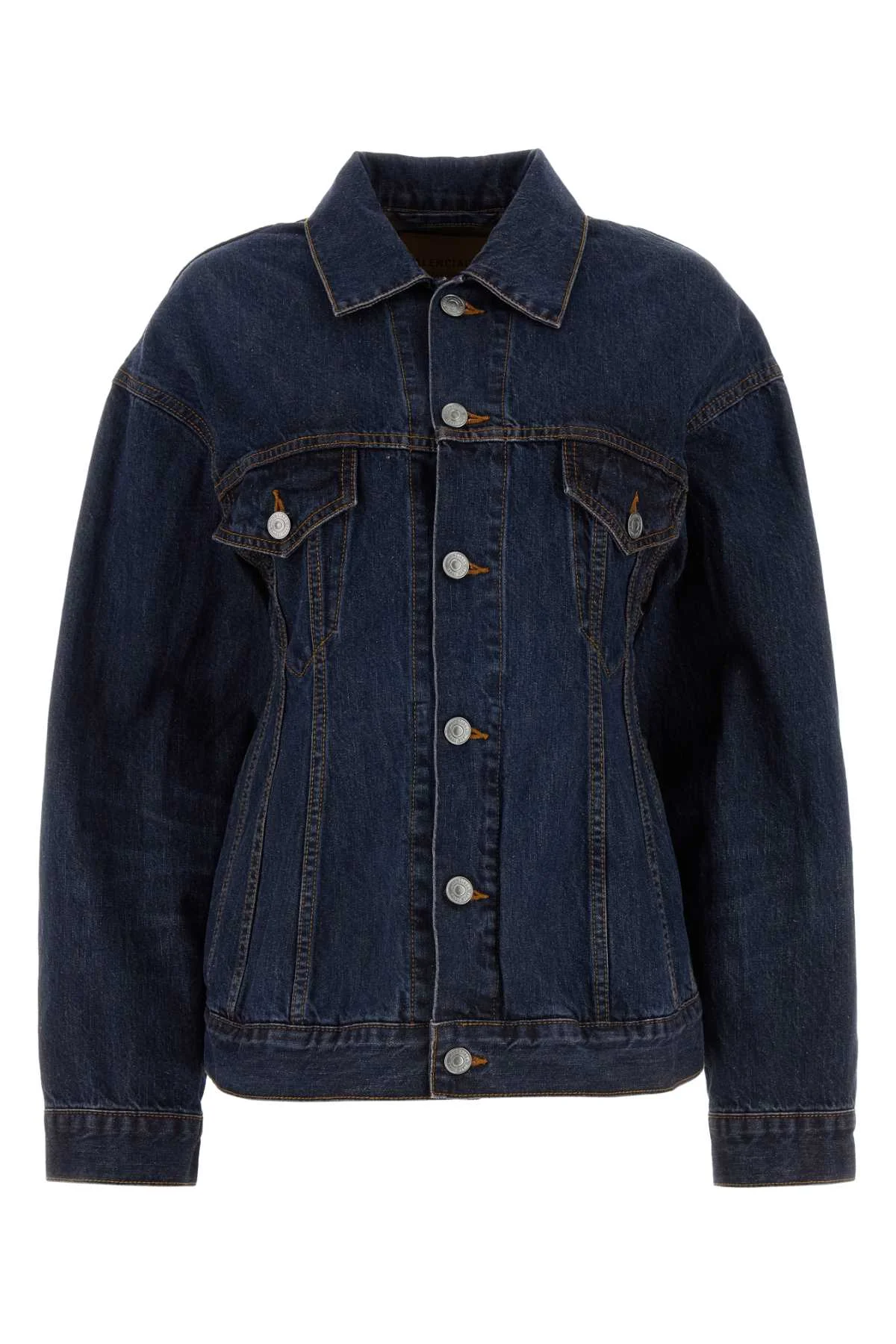 Balenciaga Women Dark Blue Denim Hourglass Jacket - 1