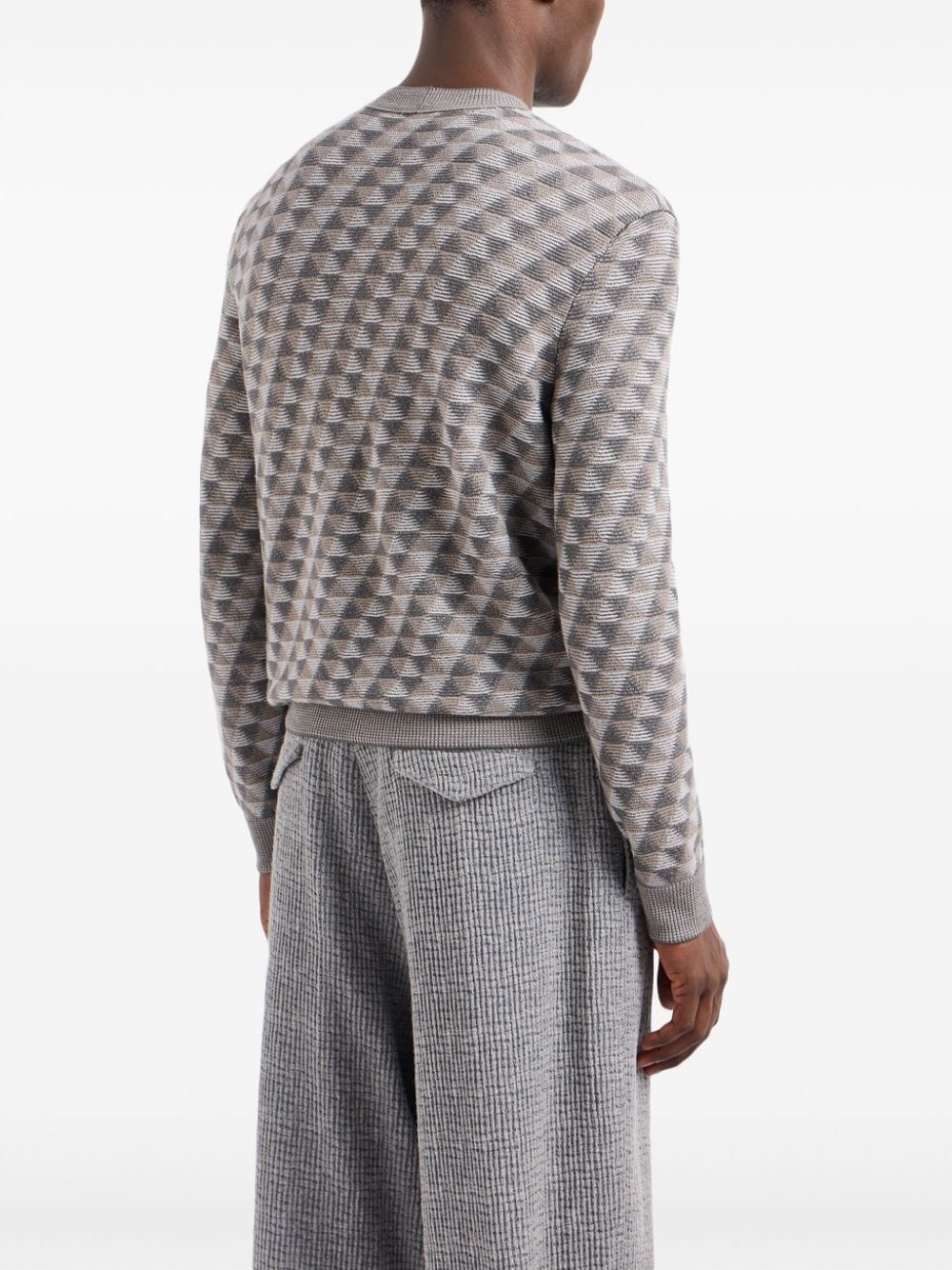 geometric-jacquard wool jumper - 3