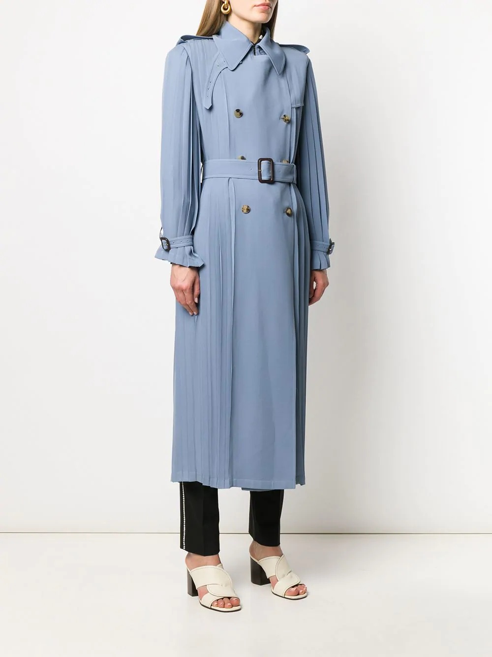 pleated trench coat - 3