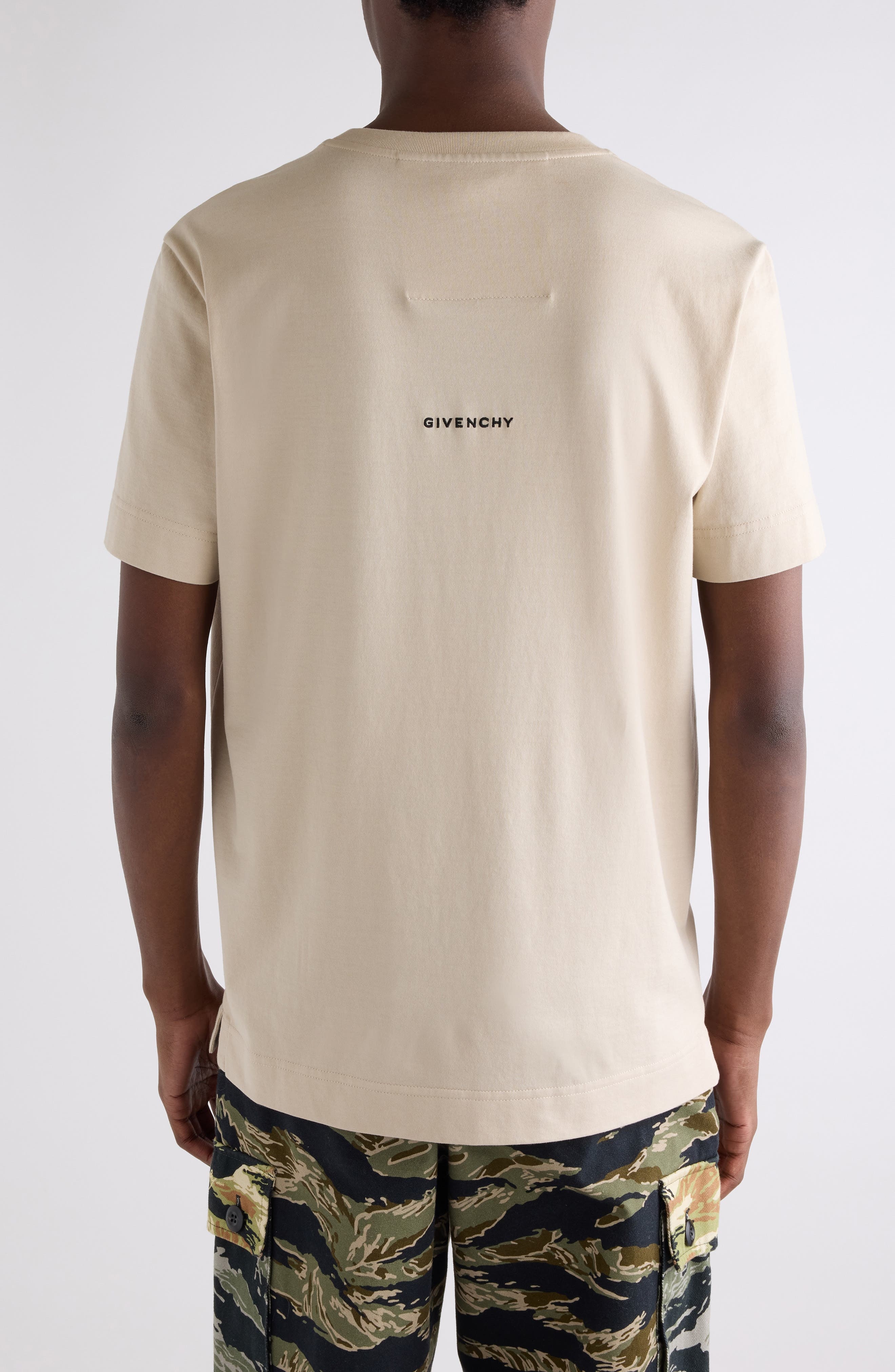Givenchy Slim Fit 4G Embroidered Cotton T-Shirt in Light Beige at Nordstrom - 3