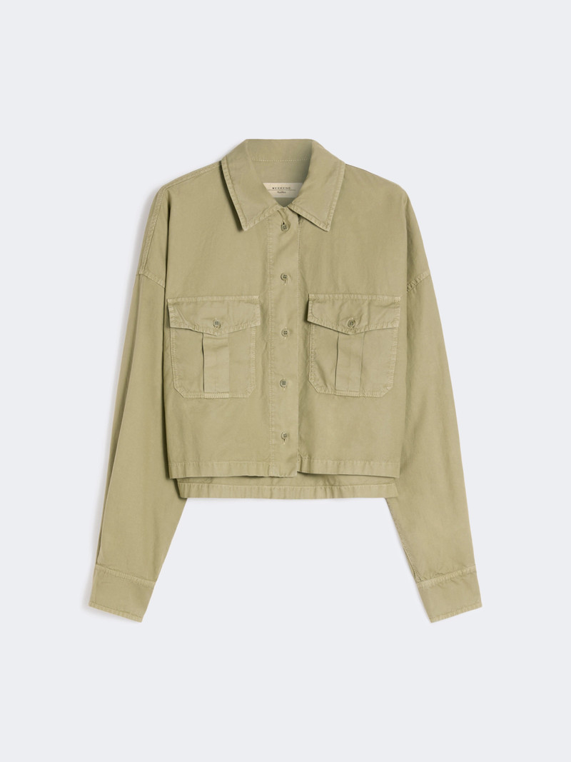 ACCENNI Boxy cotton Panama shirt - OLIVE GREEN 1