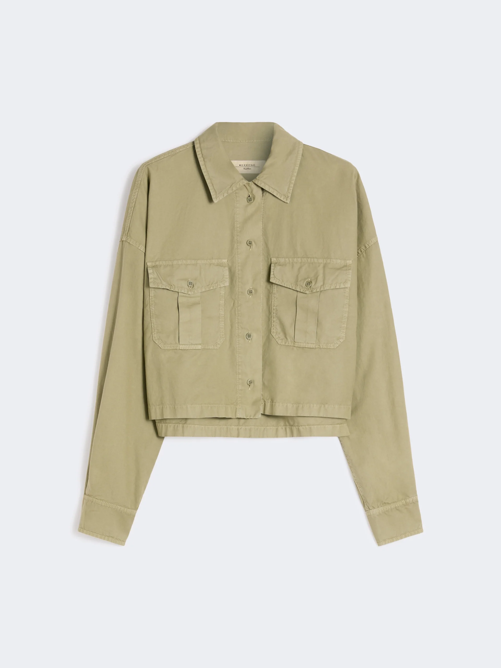 Boxy cotton Panama shirt - OLIVE GREEN - 1