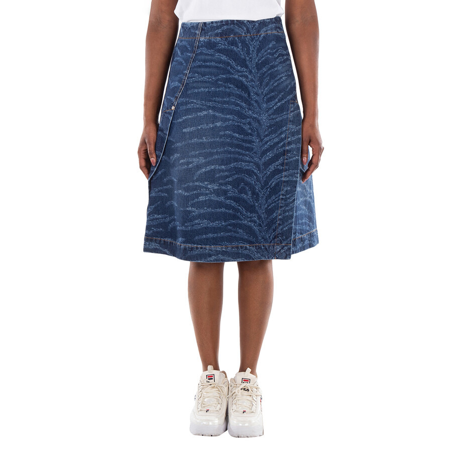 Stella McCartney Tiger Pattern High-Rise Denim Midi Skirt - 4