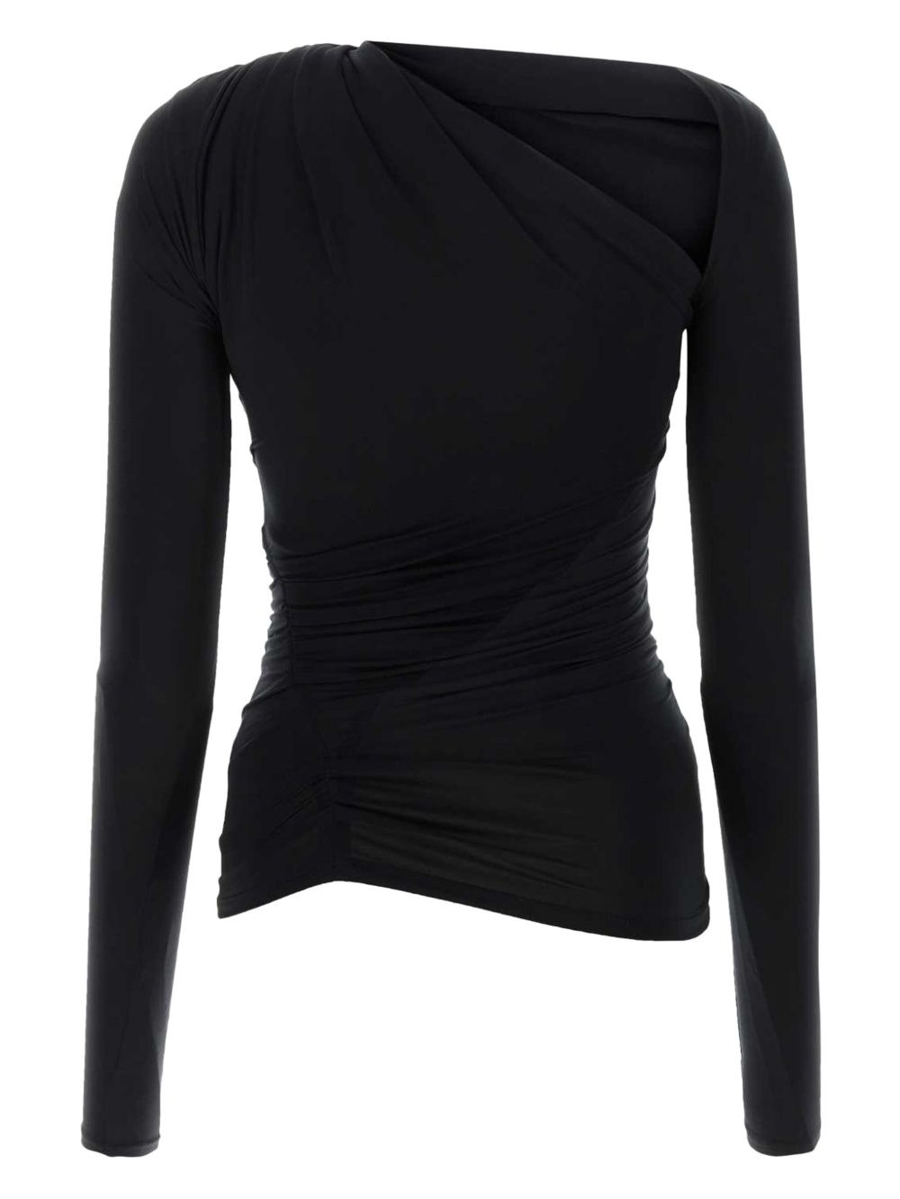 draped-design long-sleeve top - 2