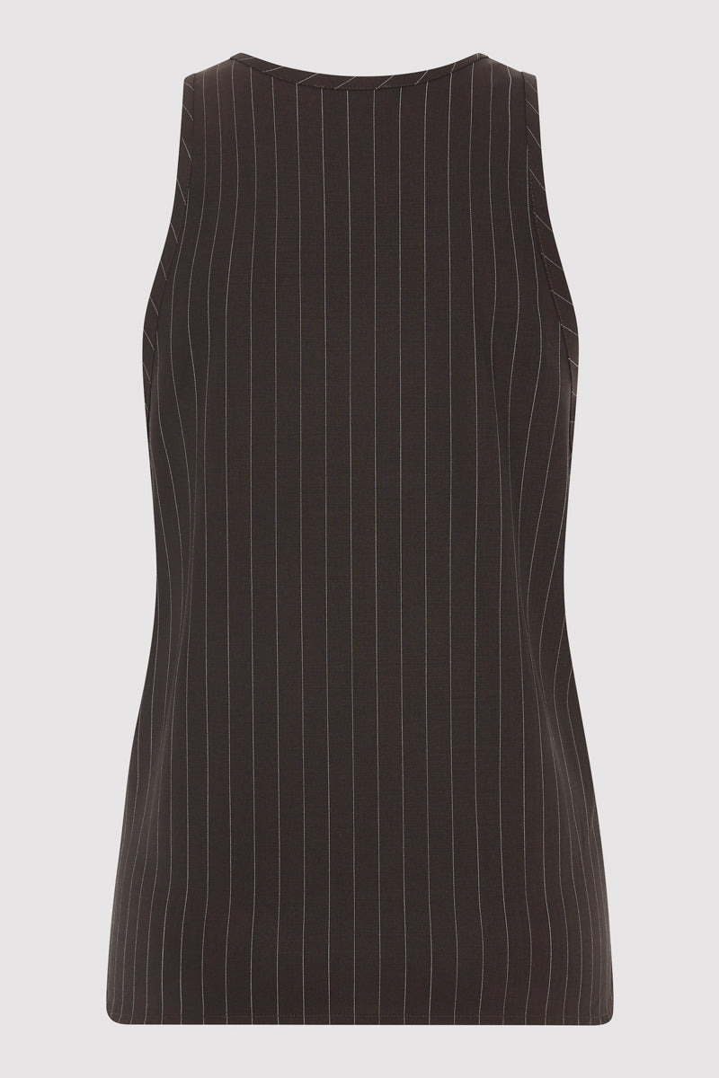 Wool Pinstripe Tank - Mahogany Stripe - 10