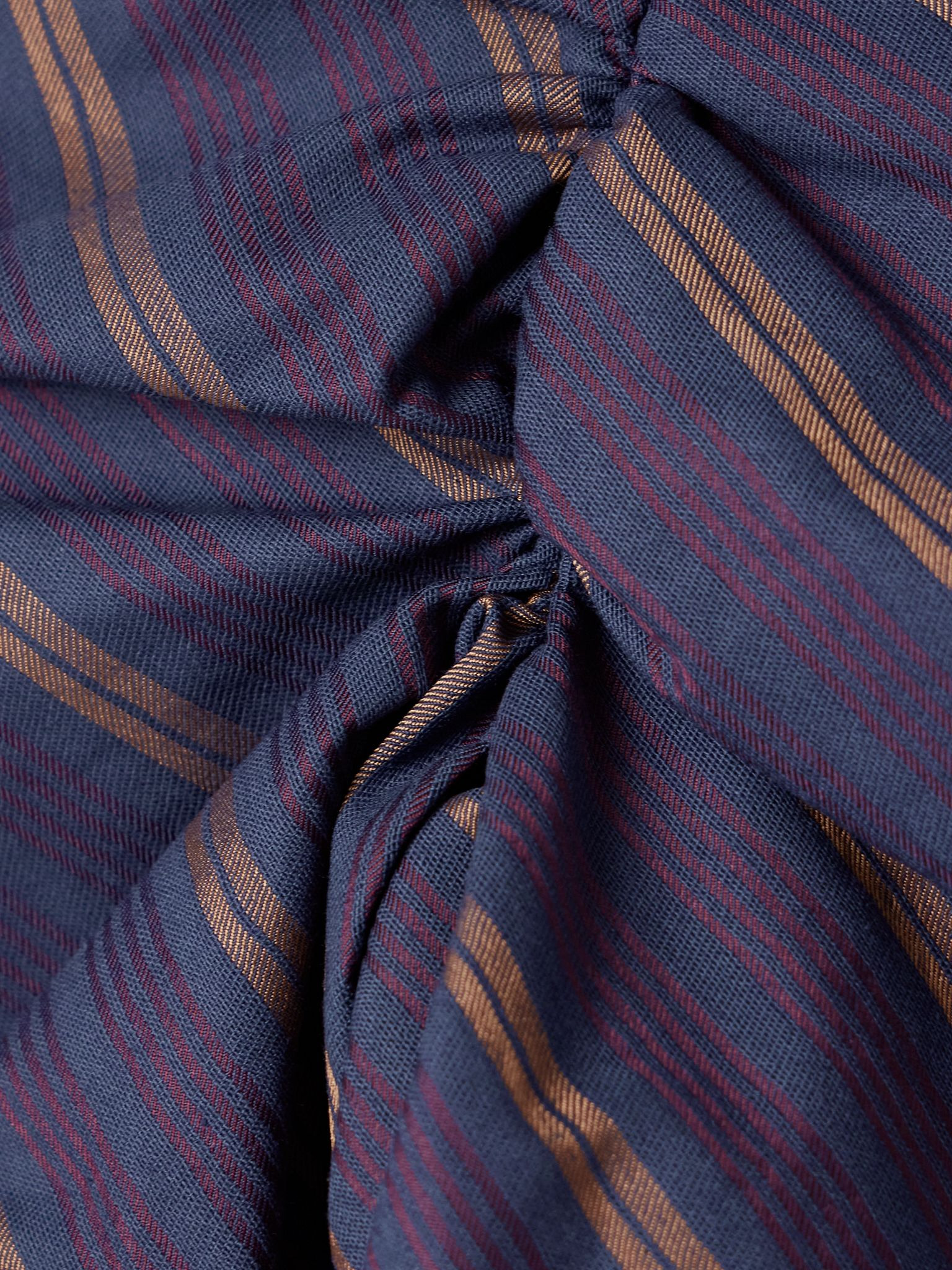 Panther gathered striped cotton-blend twill mini skirt Purple - 4