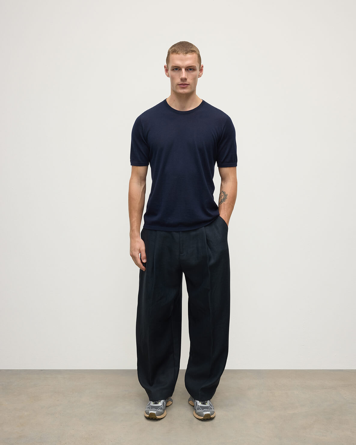 Navy Superfine Cashmere T-Shirt - 2