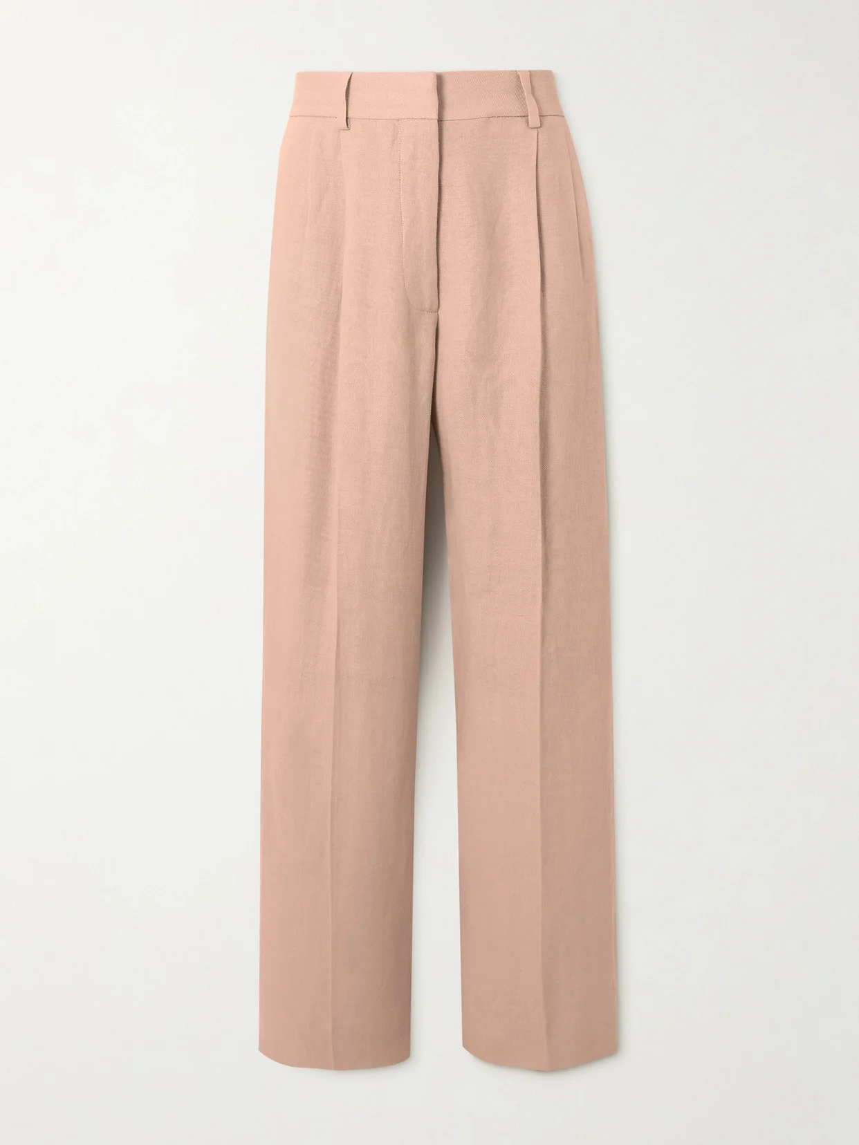 Fox Pleated Linen-twill Straight-leg Pants - 1