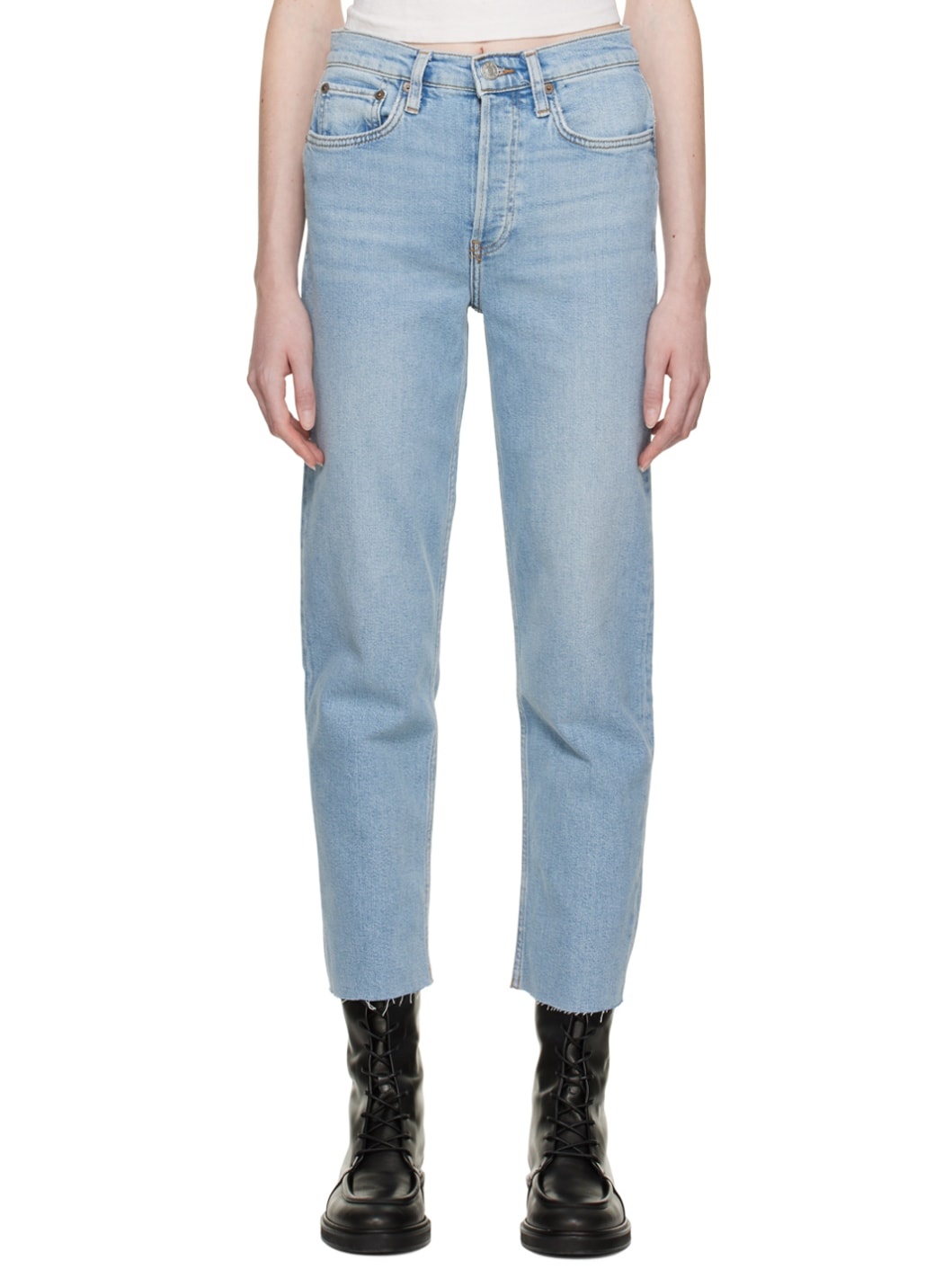 Blue 70s Stove Pipe Jeans - 1